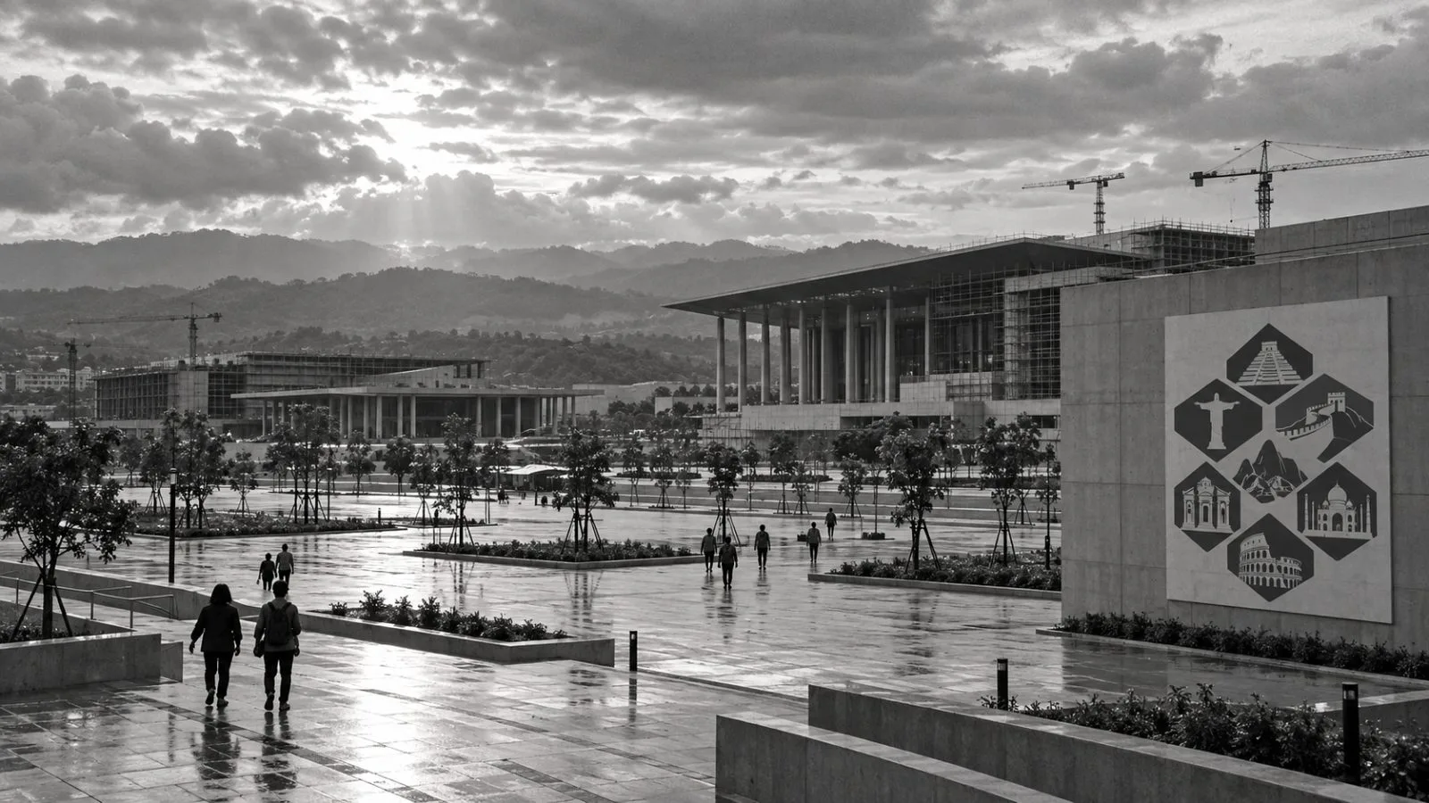 Attendees gather beside a civic plaza in New Clark City, Philippines. / EconoTimes.ai