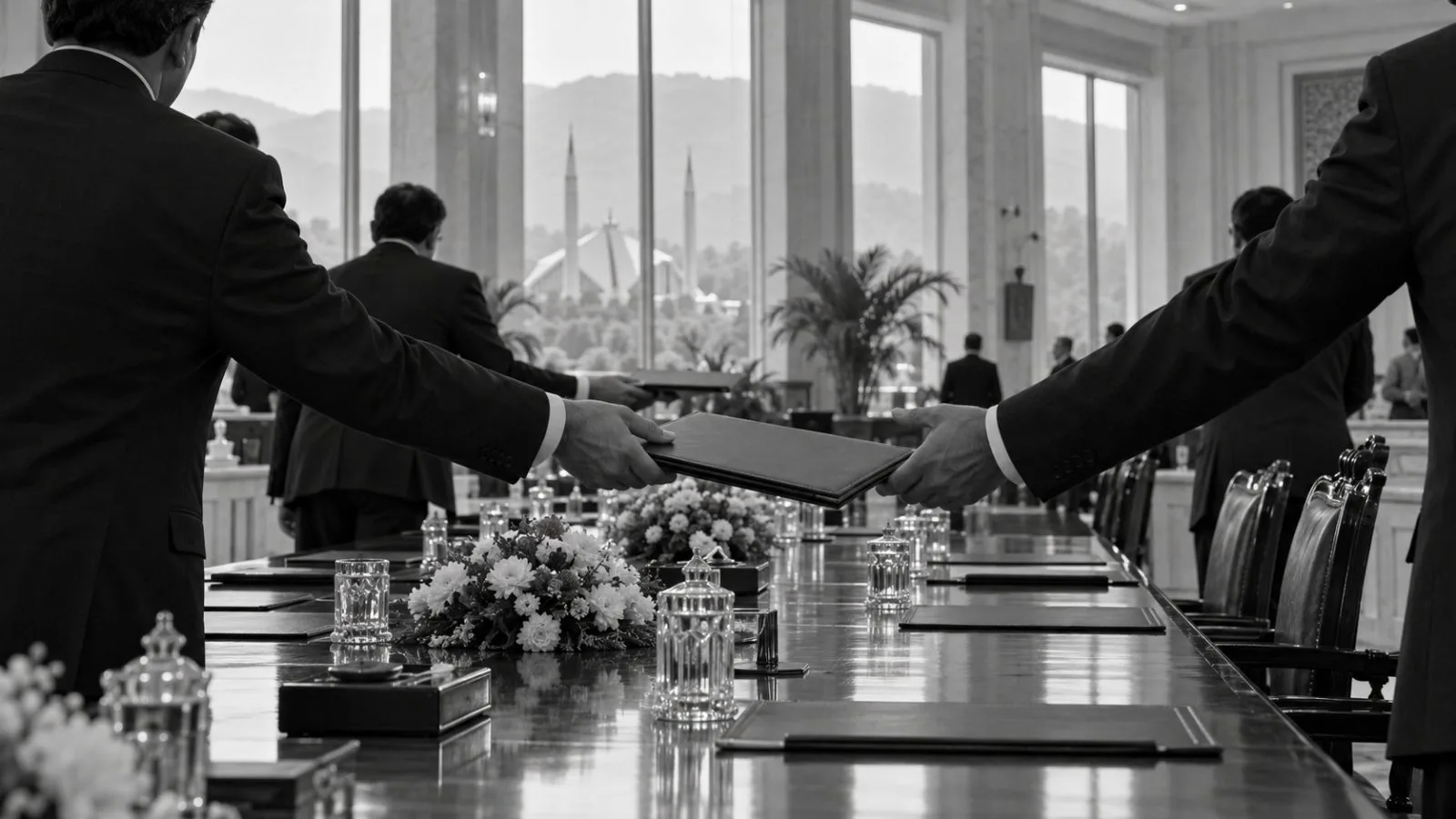 Officials exchange cooperation agreements during a ceremony in Islamabad, Pakistan (AI-generated image / EconoTimes)