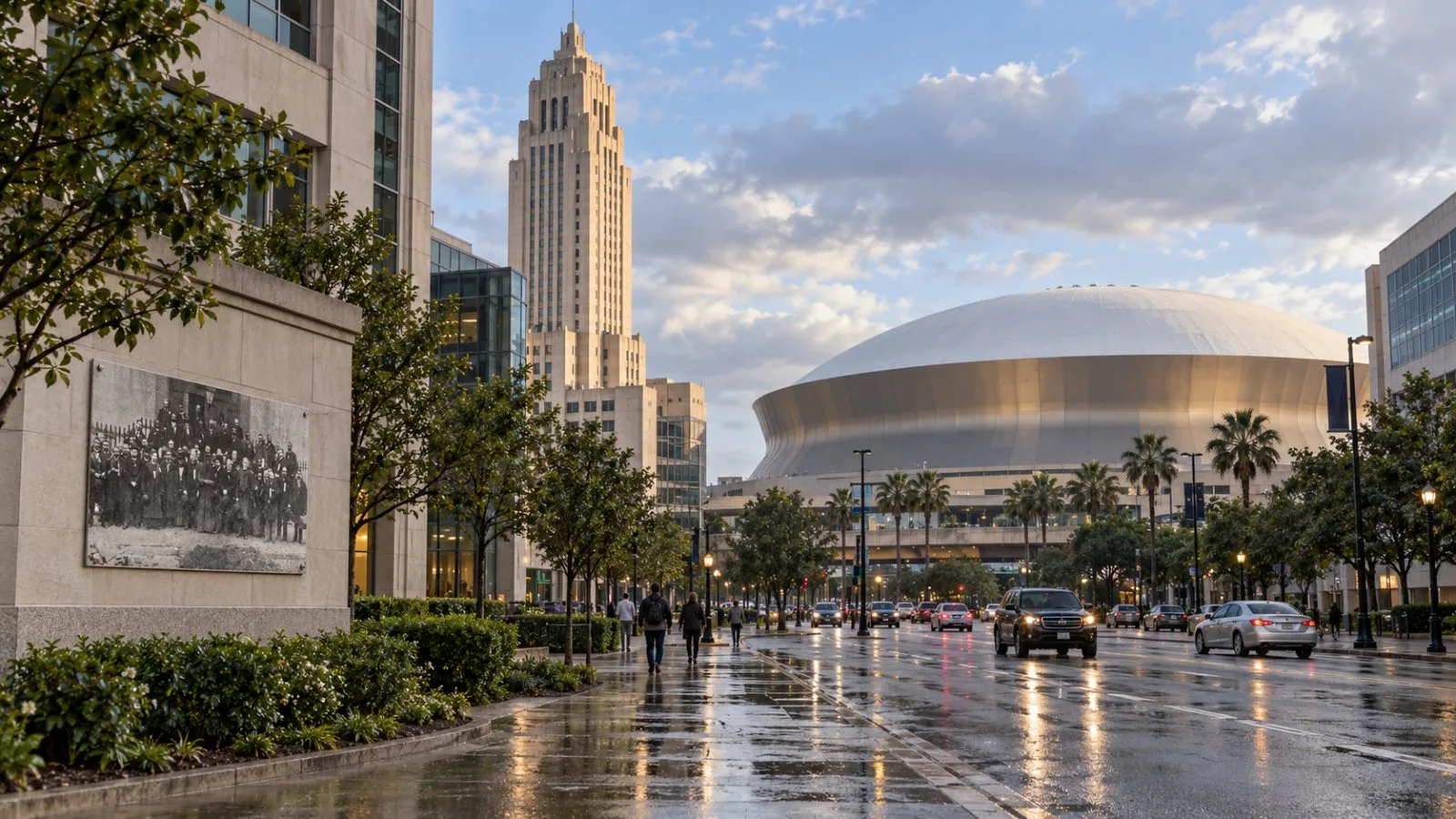 Benson Tower stands beside the Caesars Superdome in downtown New Orleans, Louisiana. / EconoTimes.ai
