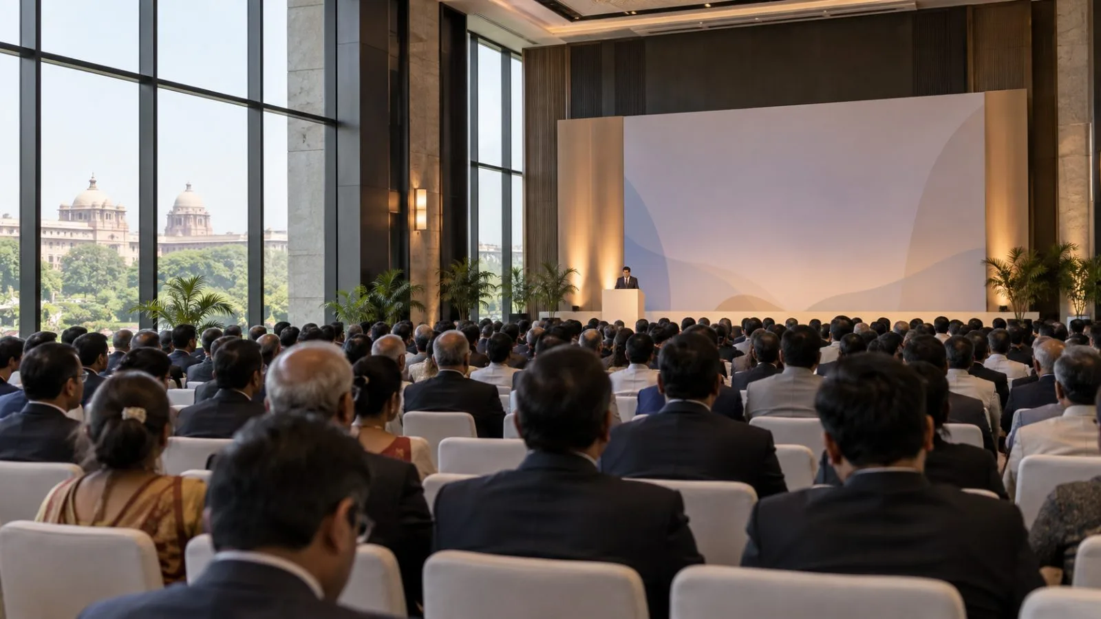 Attendees listen during the NDTV World Summit in New Delhi, India (AI-generated image / EconoTimes)