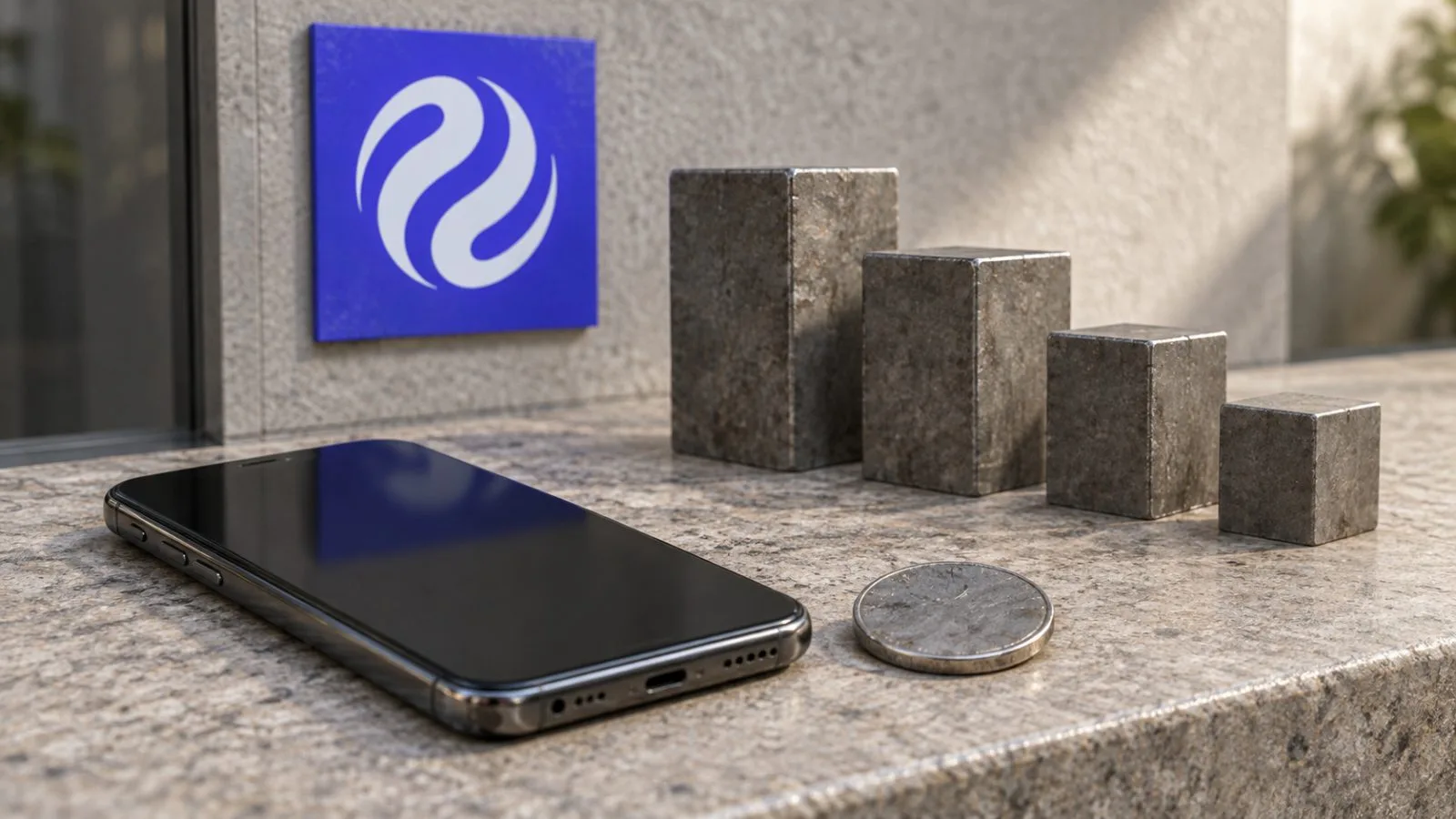 An unmarked token rests on a wet stone ledge outside SEC headquarters in Washington, D.C. / EconoTimes.ai