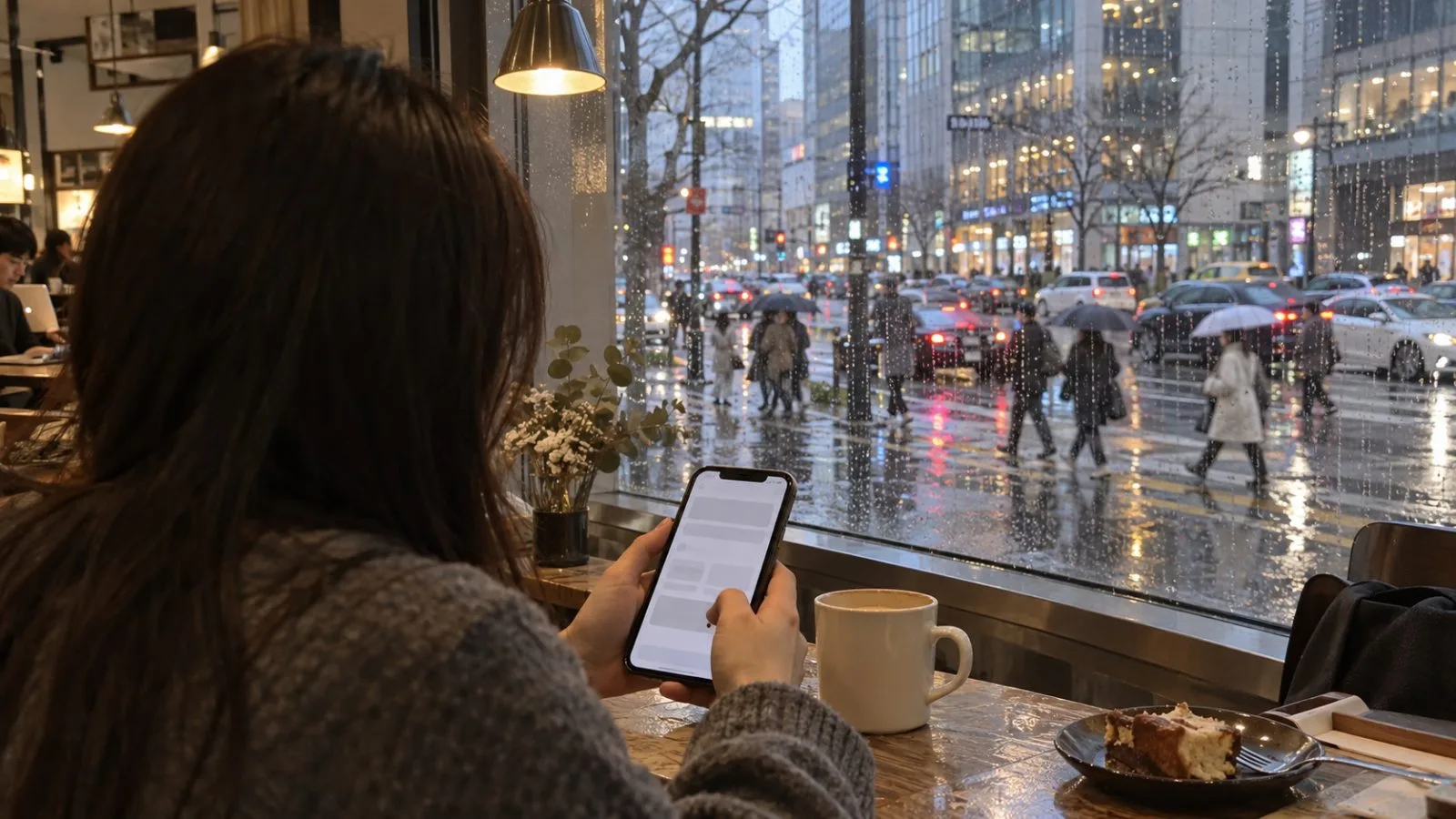 A customer checks a mobile crypto transfer at a café in Seoul, South Korea. (AI-generated image / EconoTimes)