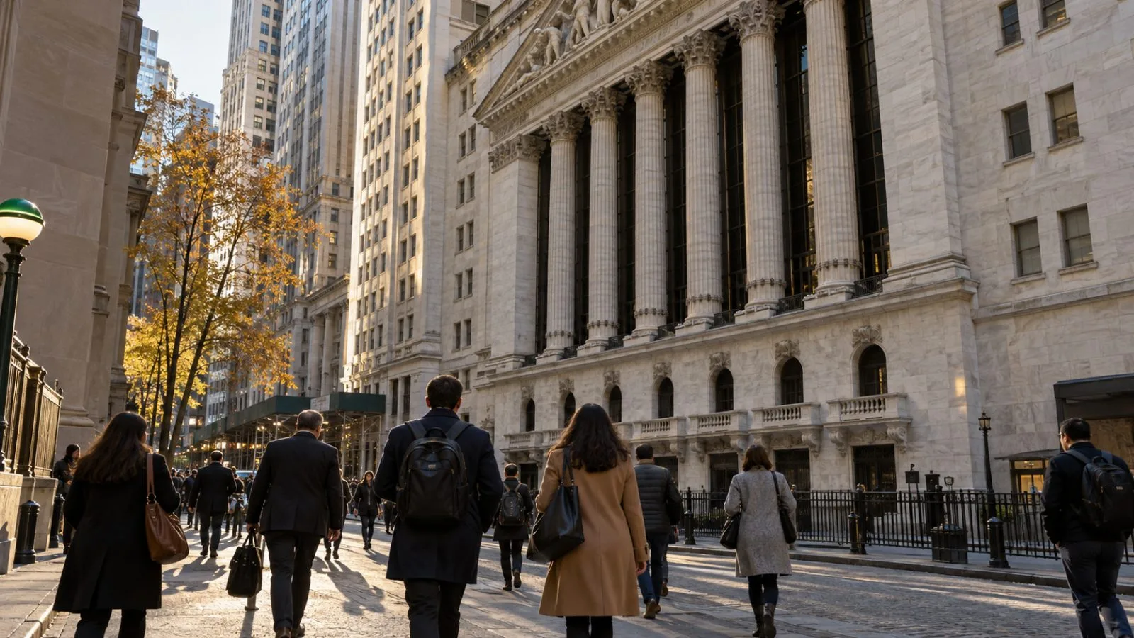 Pedestrians pass the New York Stock Exchange on Broad Street in Manhattan. (AI-generated image / EconoTimes)