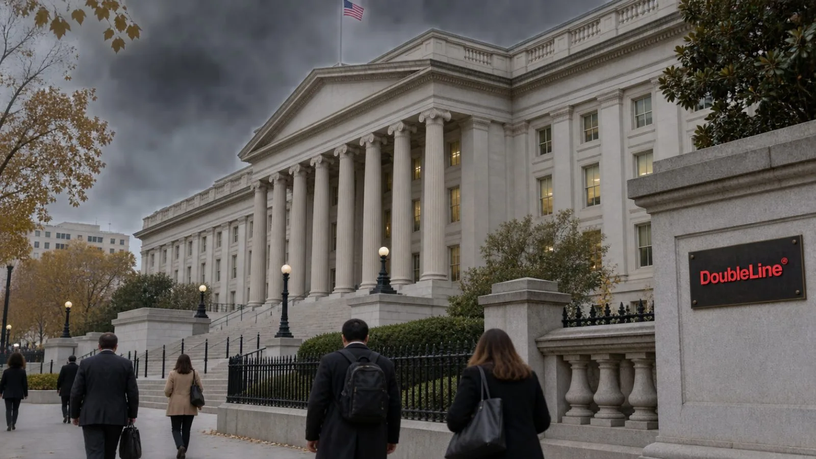 Commuters pass the columned U.S. Treasury headquarters in Washington, D.C. / EconoTimes.ai