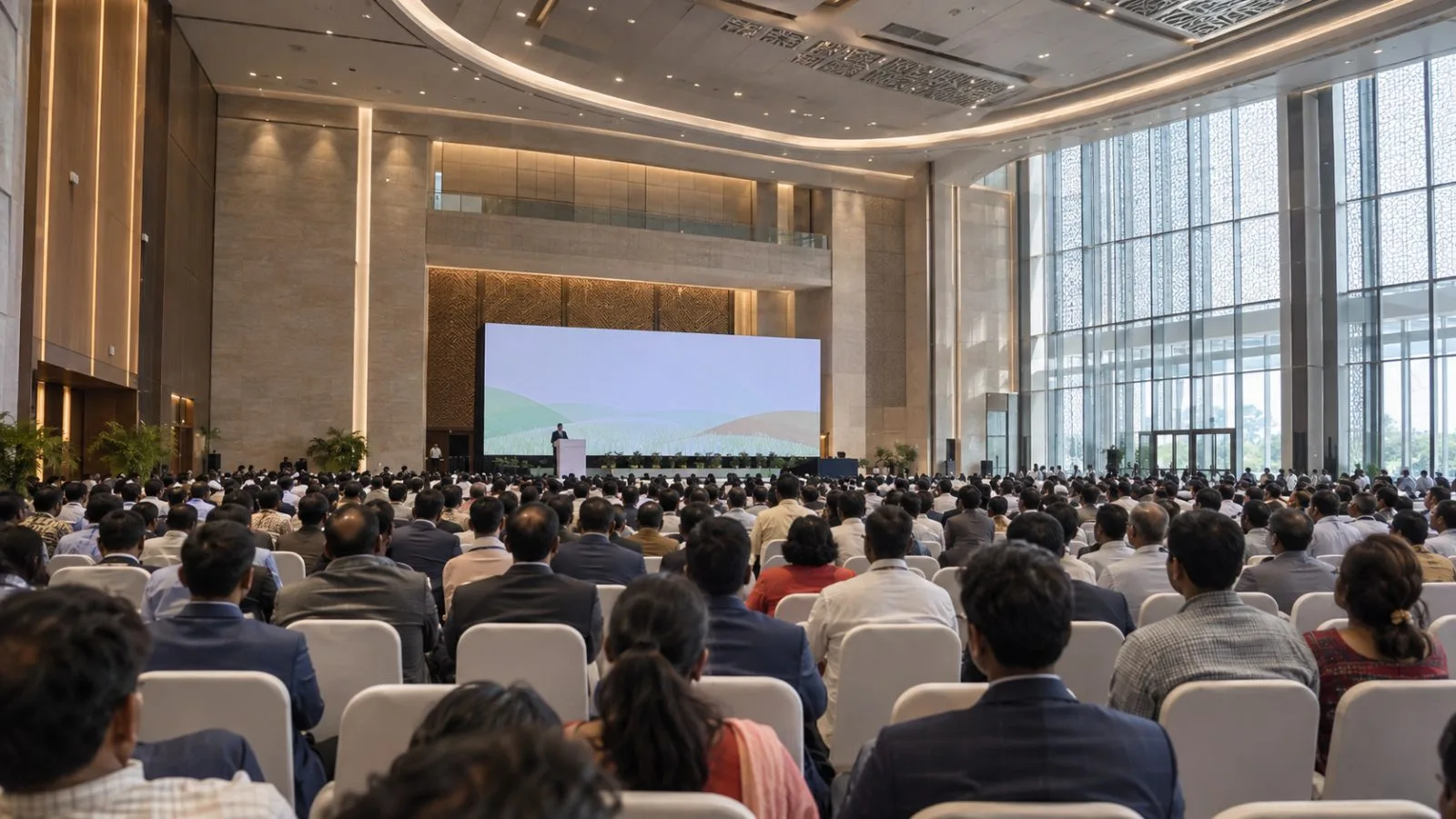 Delegates attend a rice-sector conference at Bharat Mandapam in New Delhi, India (AI-generated image / EconoTimes)