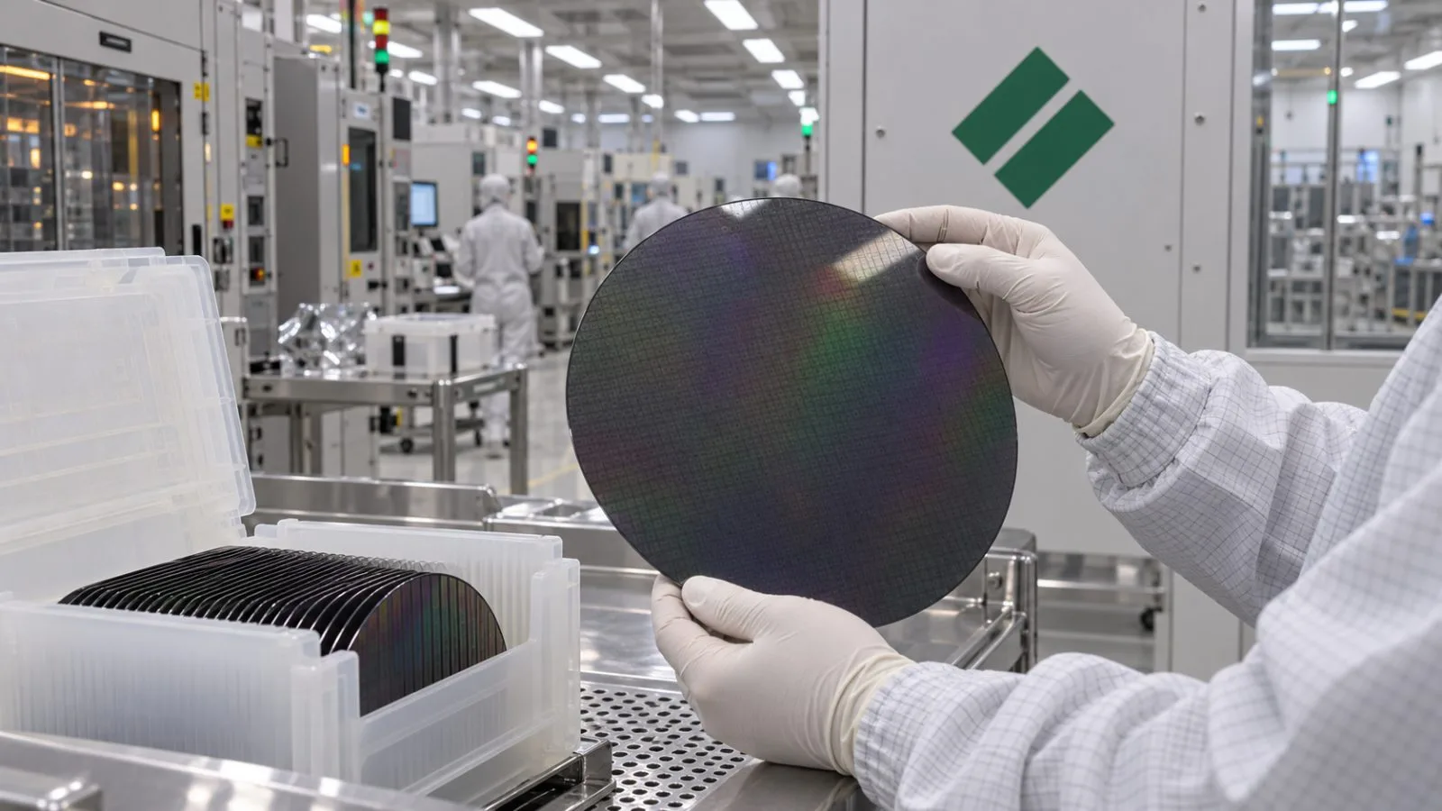 Gloved hands inspect a silicon carbide wafer inside a materials plant in Siler City, North Carolina / EconoTimes.ai