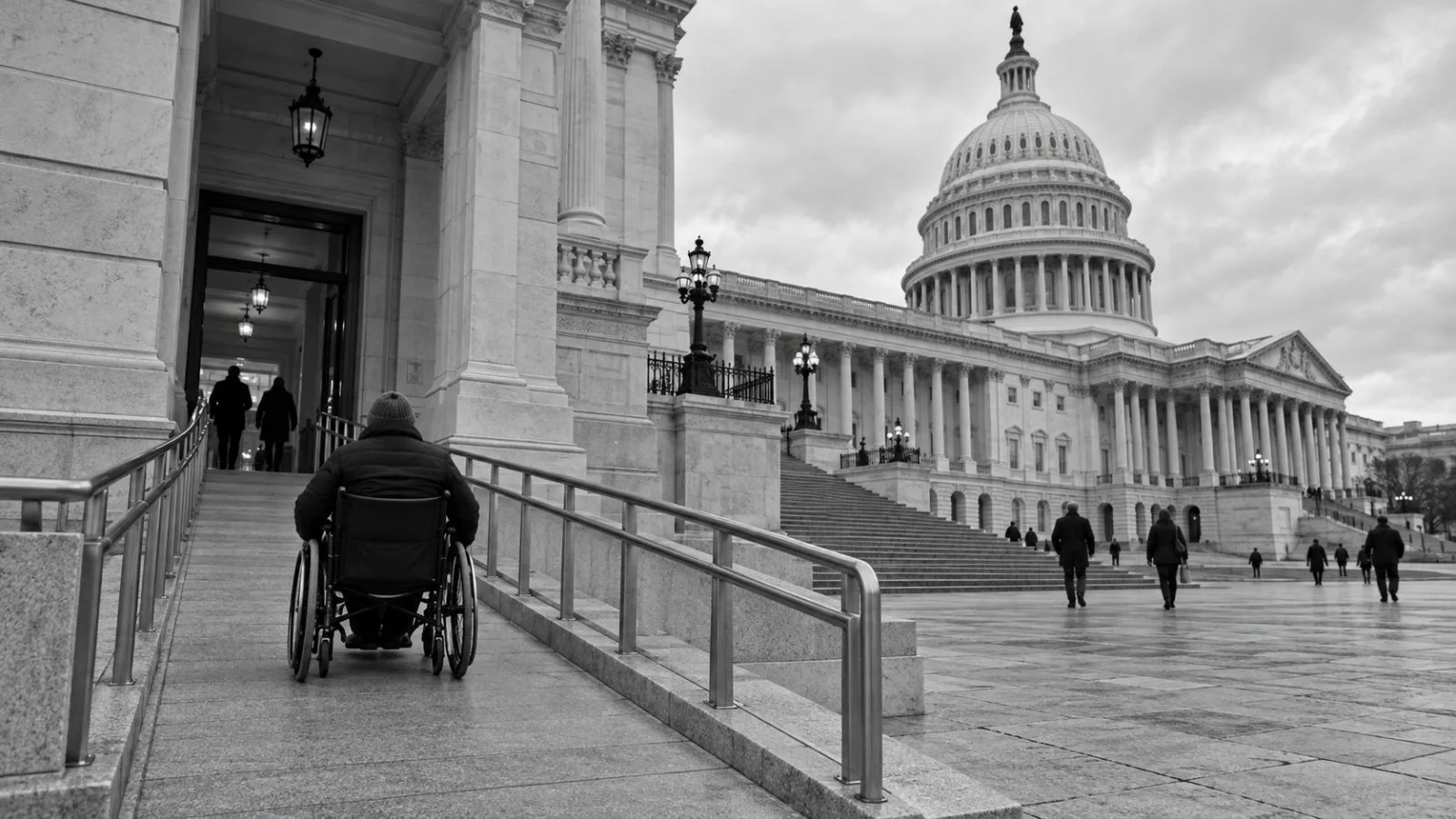 A visitor uses an accessible entrance at the U.S. Capitol in Washington, D.C. (AI-generated image / EconoTimes)