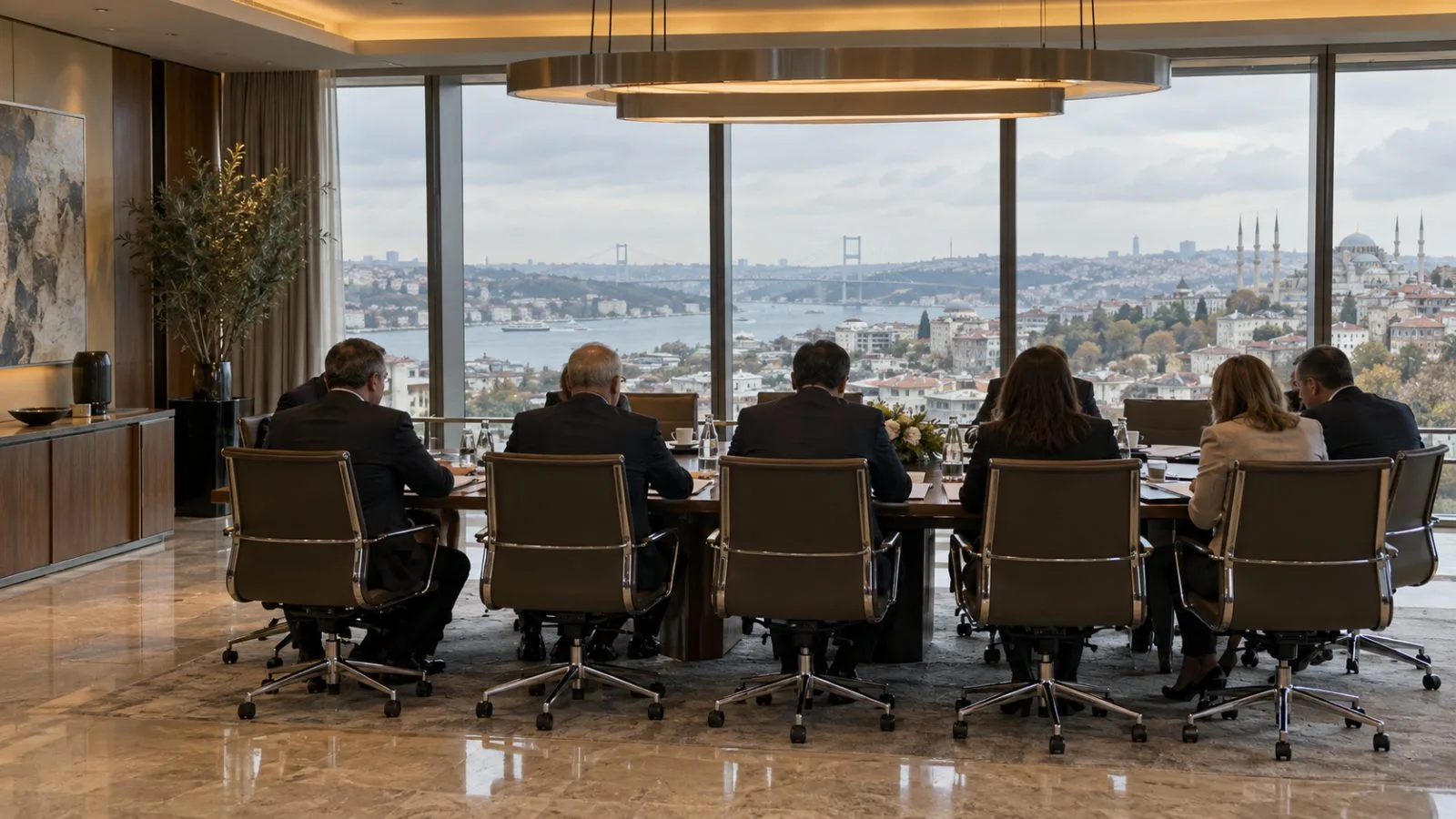 Officials meet around a conference table in Istanbul, Türkiye. (AI-generated image / EconoTimes)