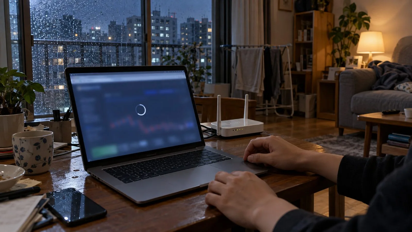 A user waits for a laptop connection at home in Seoul, South Korea (AI-generated image / EconoTimes)