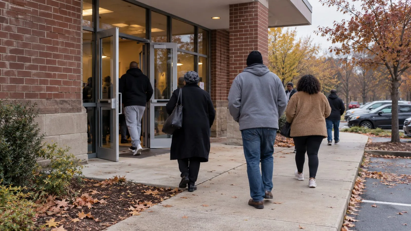Voters enter an early voting site in Atlanta, Georgia, on an overcast afternoon (AI-generated image / EconoTimes)