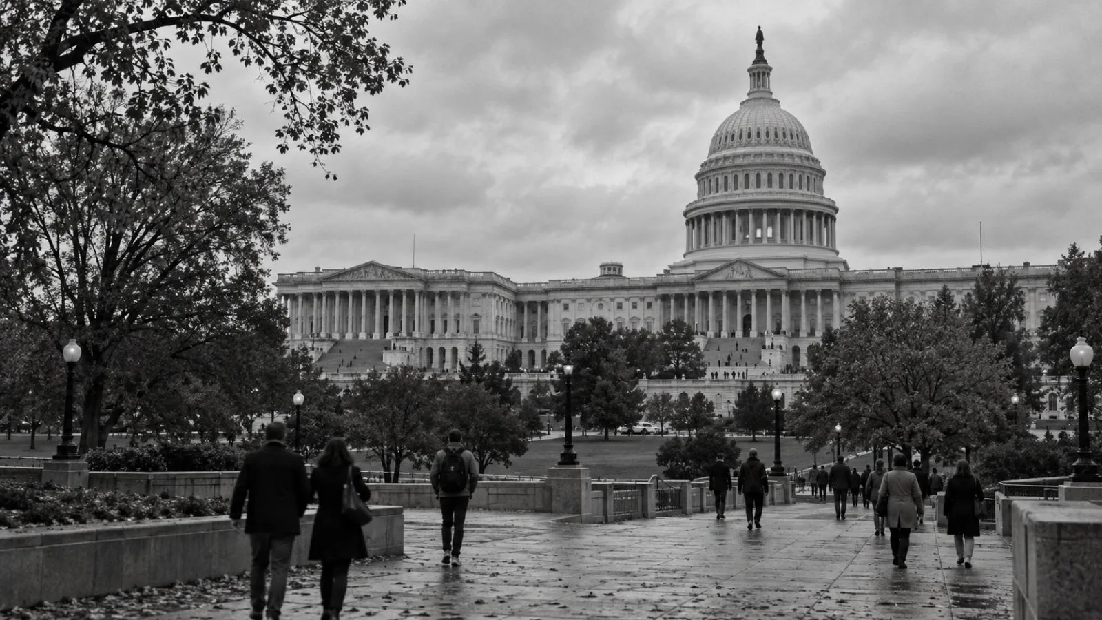 Pedestrians cross the U.S. Capitol grounds in Washington on an overcast afternoon. (AI-generated image / EconoTimes)
