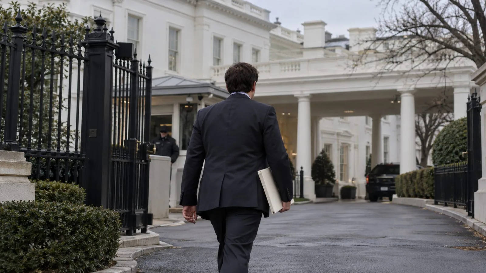 A staff member carries a folder near the White House in Washington, D.C. (AI-generated image / EconoTimes)
