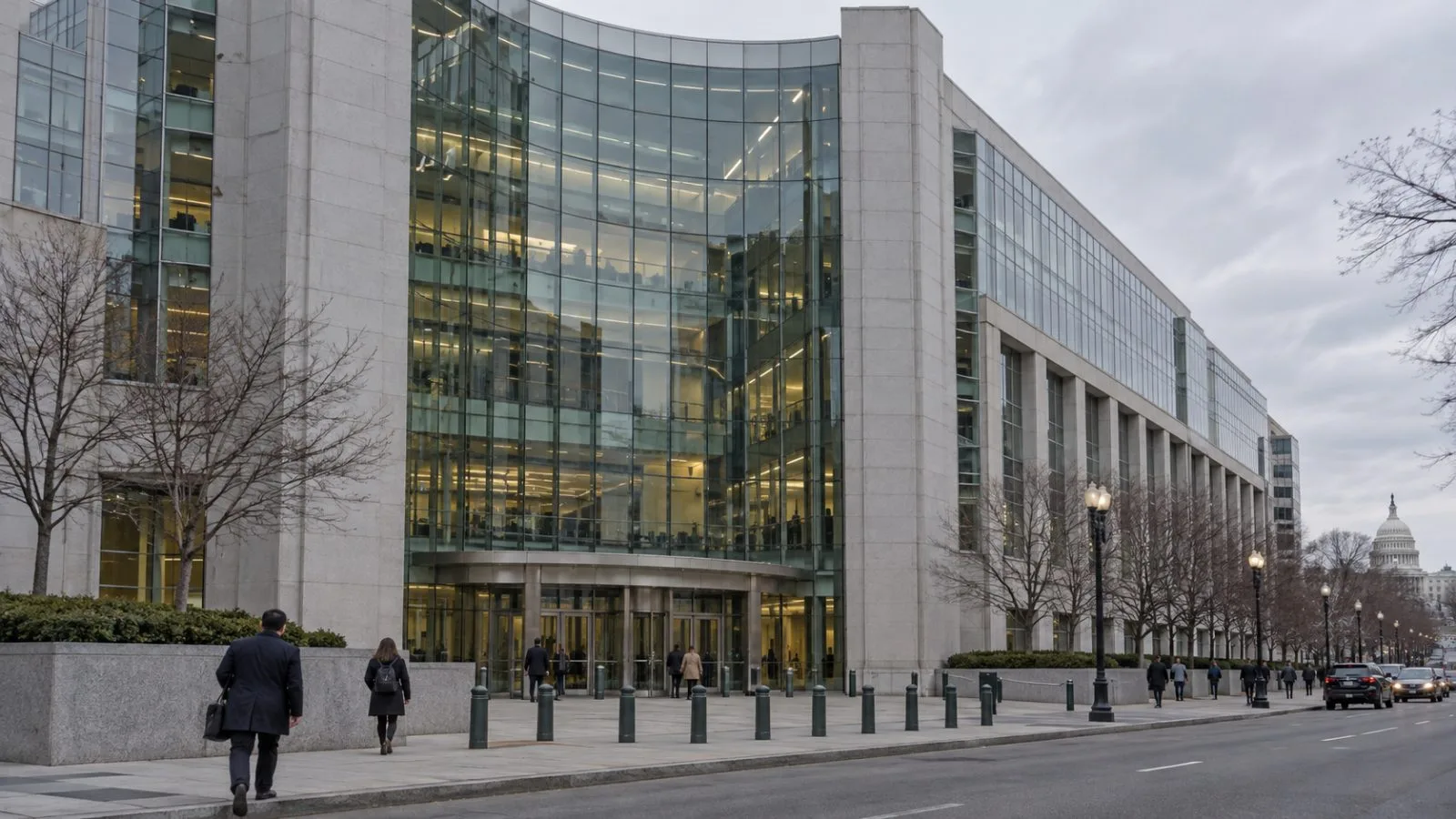 Pedestrians pass the Securities and Exchange Commission headquarters in Washington, D.C. (AI-generated image / EconoTimes)