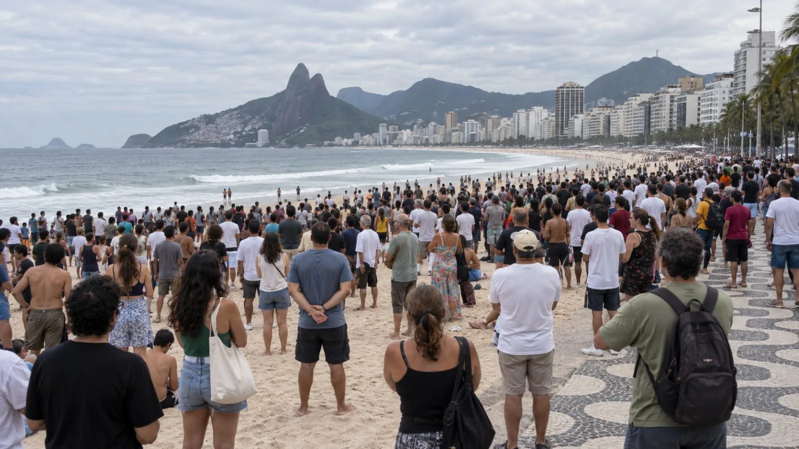 Supporters gather on Copacabana Beach for a campaign rally in Rio de Janeiro, Brazil (AI-generated image / EconoTimes)