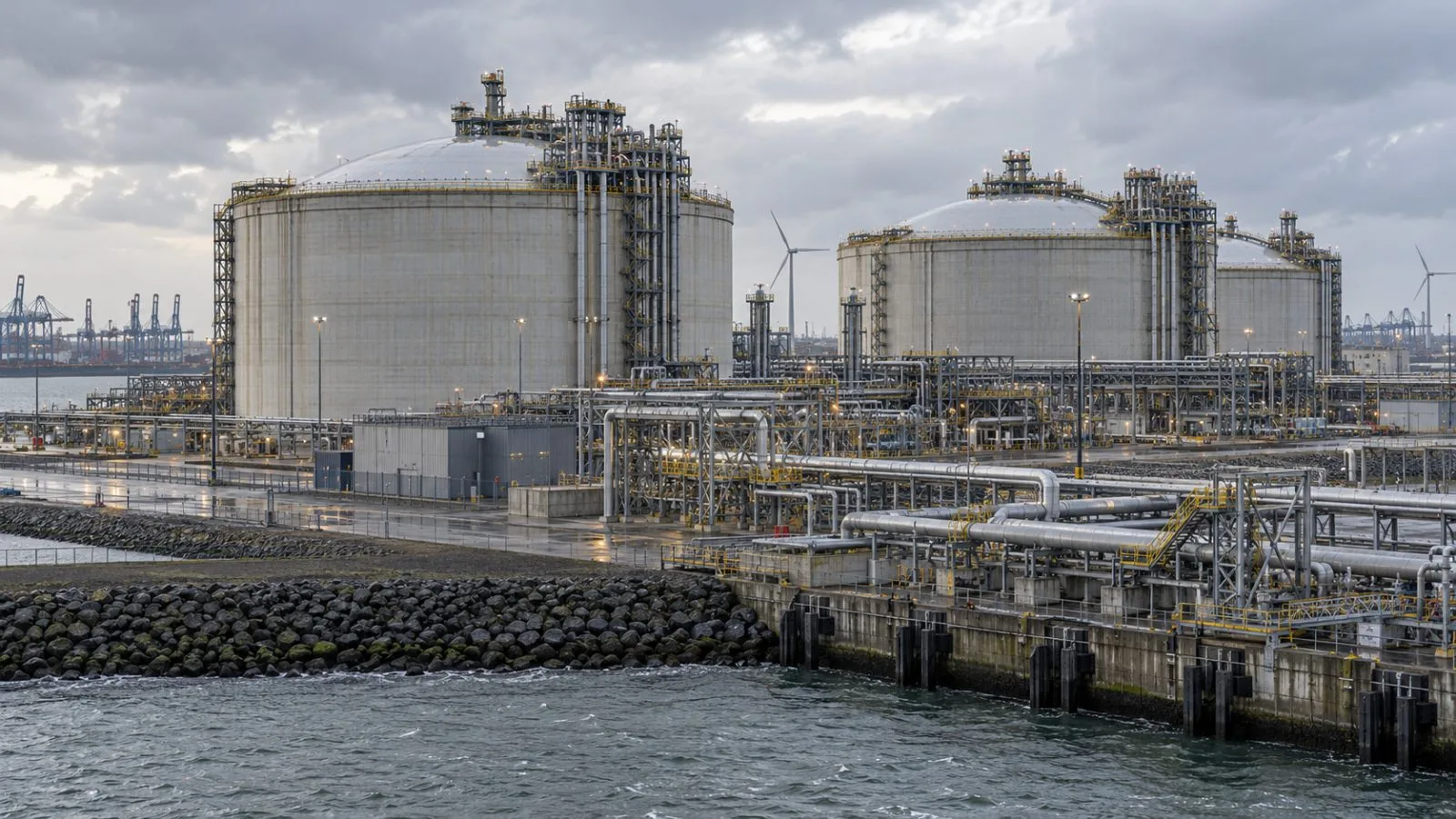 An LNG carrier sits at a gas terminal in Rotterdam, the Netherlands. / EconoTimes.ai