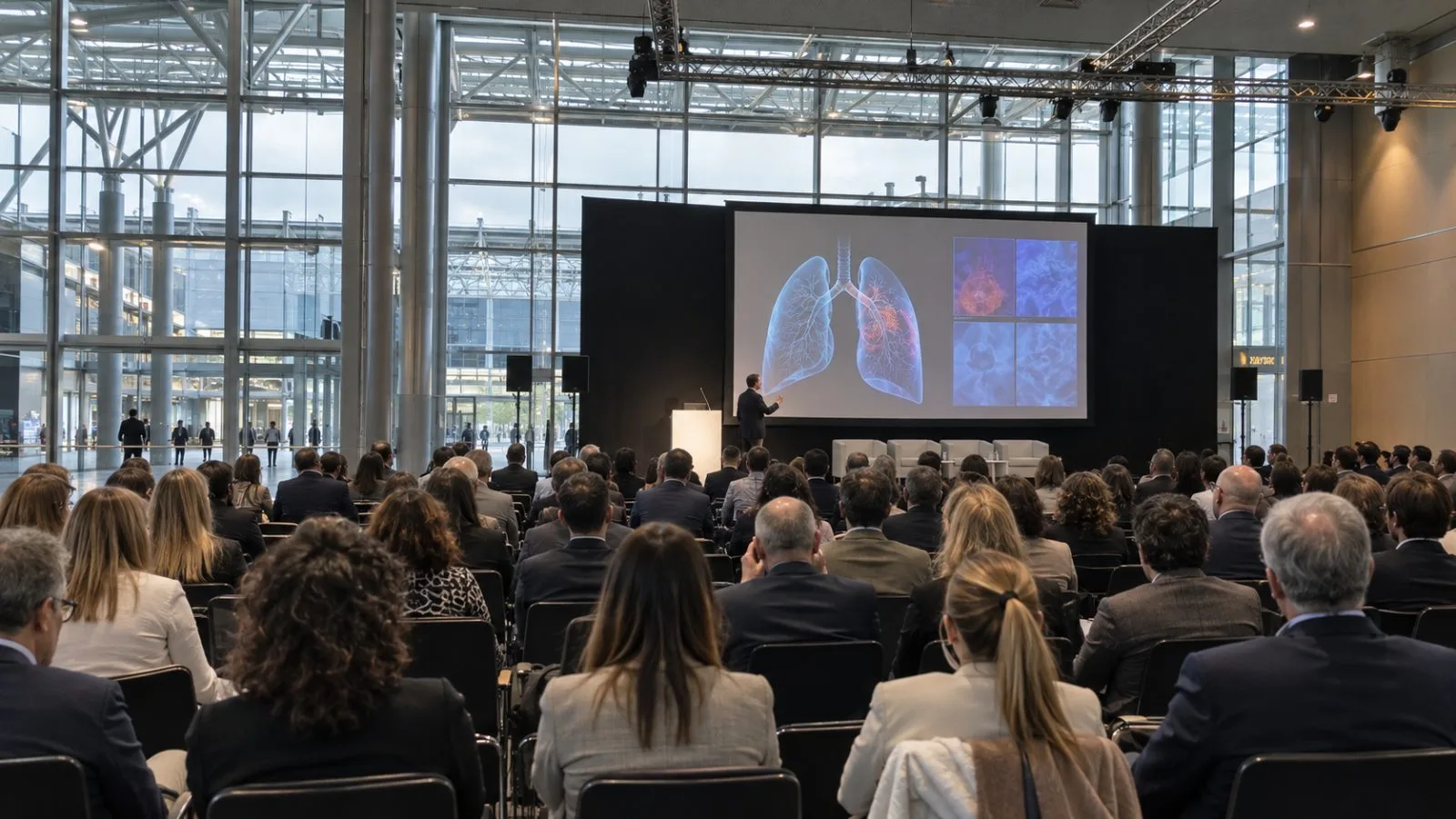 Delegates attend an oncology congress session at IFEMA MADRID in Madrid, Spain. (AI-generated image / EconoTimes)