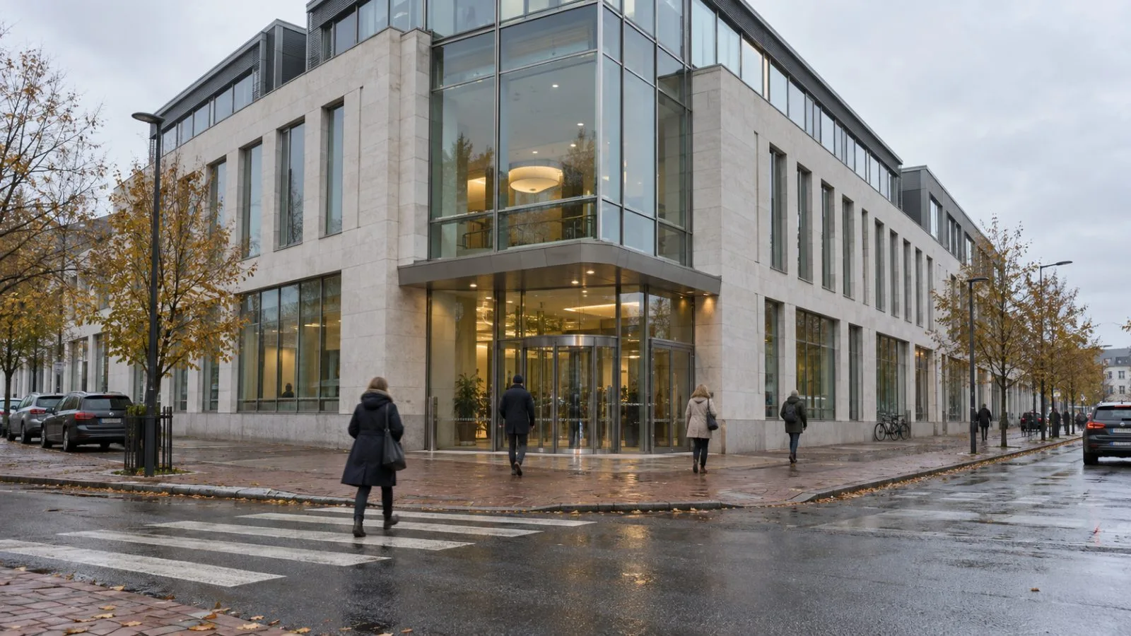 Pedestrians pass the Bank of Åland headquarters in Mariehamn, Finland. (AI-generated image / EconoTimes)