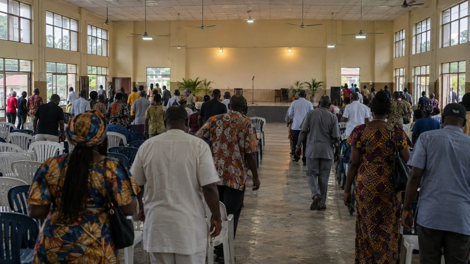 Supporters gather at a political meeting in Port Harcourt, Nigeria. (AI-generated image / EconoTimes)