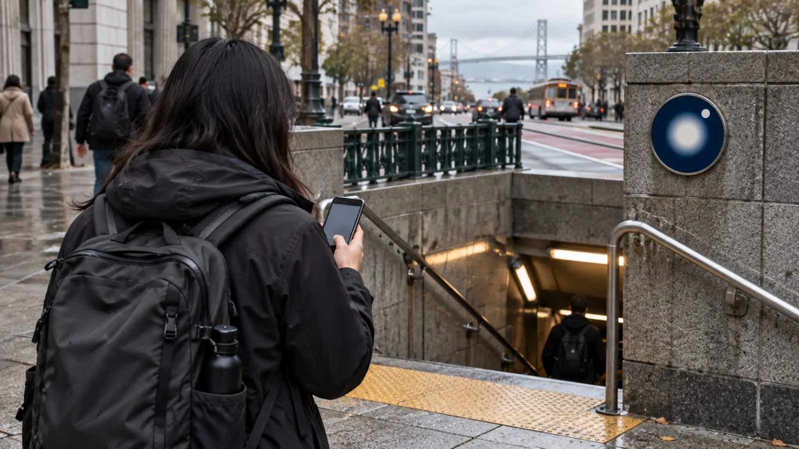 A commuter checks a smartphone on a sidewalk in San Francisco, California. / EconoTimes.ai