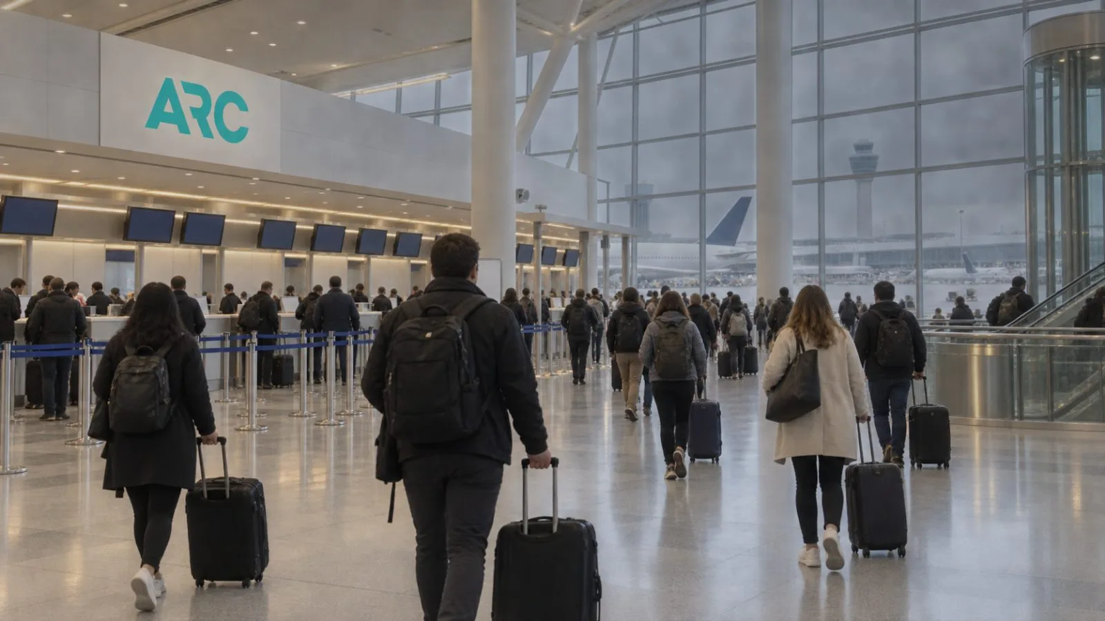 Travelers with carry-on bags cross the departure hall at John F. Kennedy International Airport in New York City / EconoTimes.ai