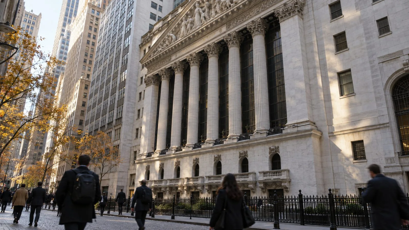 Pedestrians pass the New York Stock Exchange on Wall Street in New York City. (AI-generated image / EconoTimes)