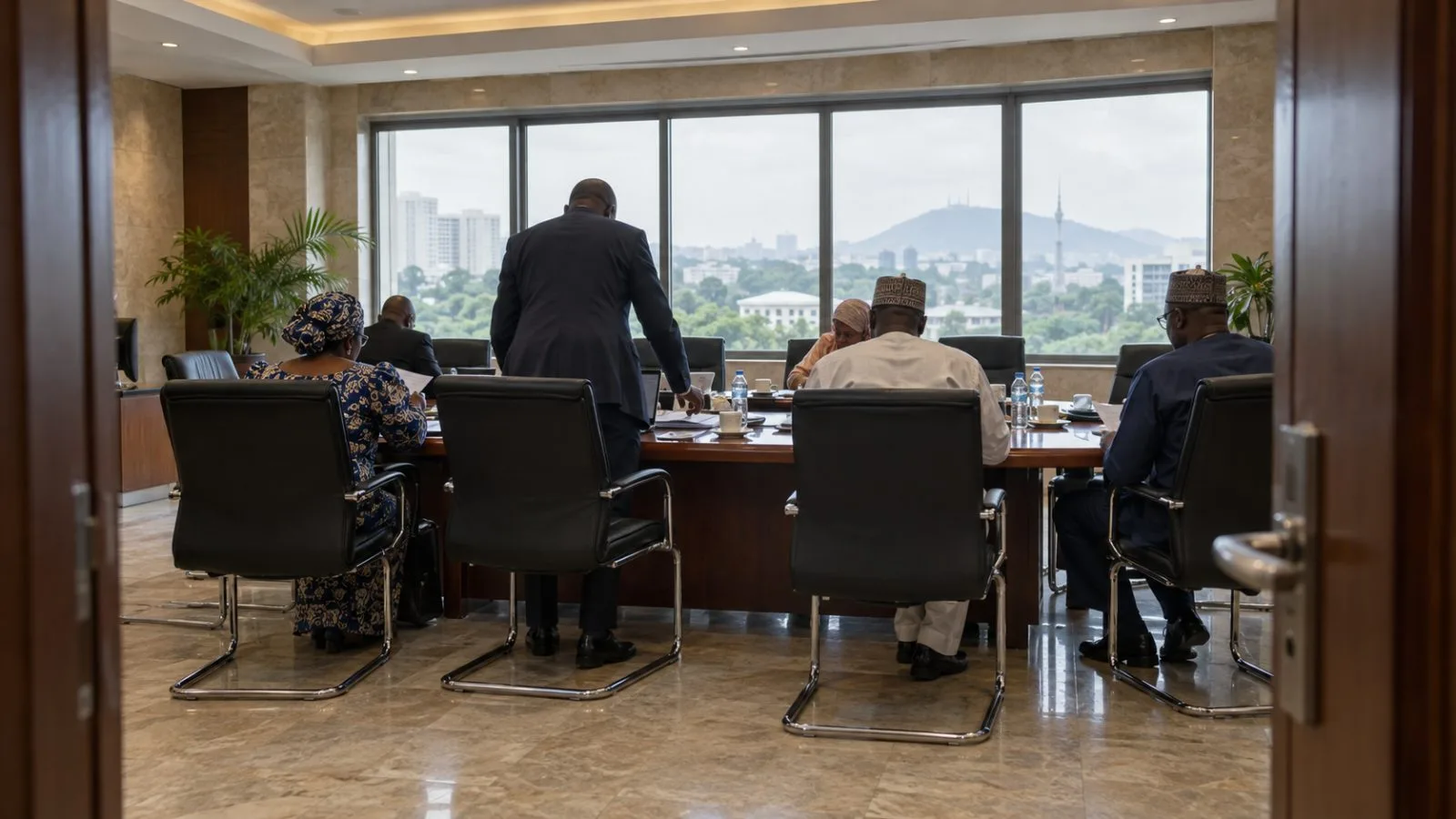 Officials gather for a board meeting at ITF Skills House in Abuja, Nigeria (AI-generated image / EconoTimes)