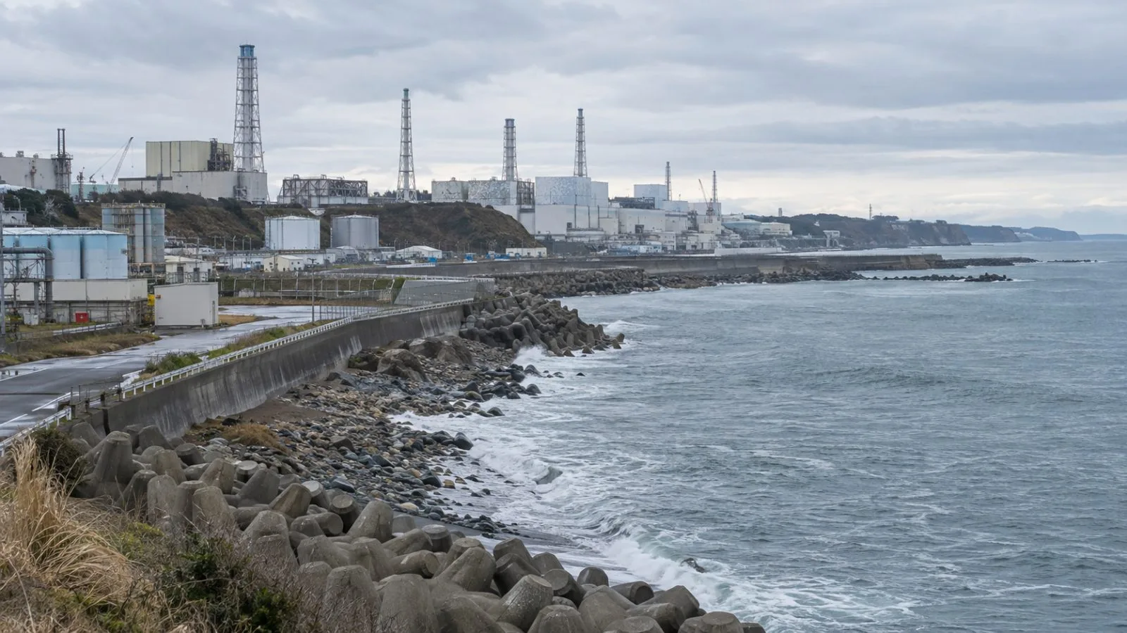 Fukushima Daiichi Nuclear Power Station sits beside the Pacific Ocean in Fukushima Prefecture, Japan. (AI-generated image / EconoTimes)
