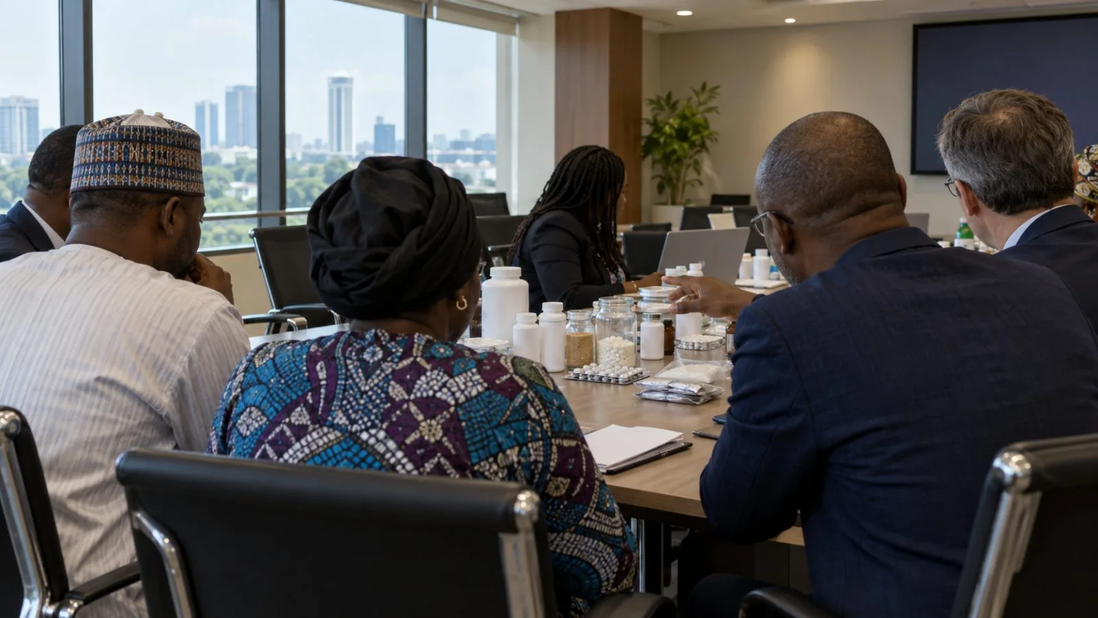 Attendees take part in a pharmaceutical industry session in Abuja, Nigeria. (AI-generated image / EconoTimes)