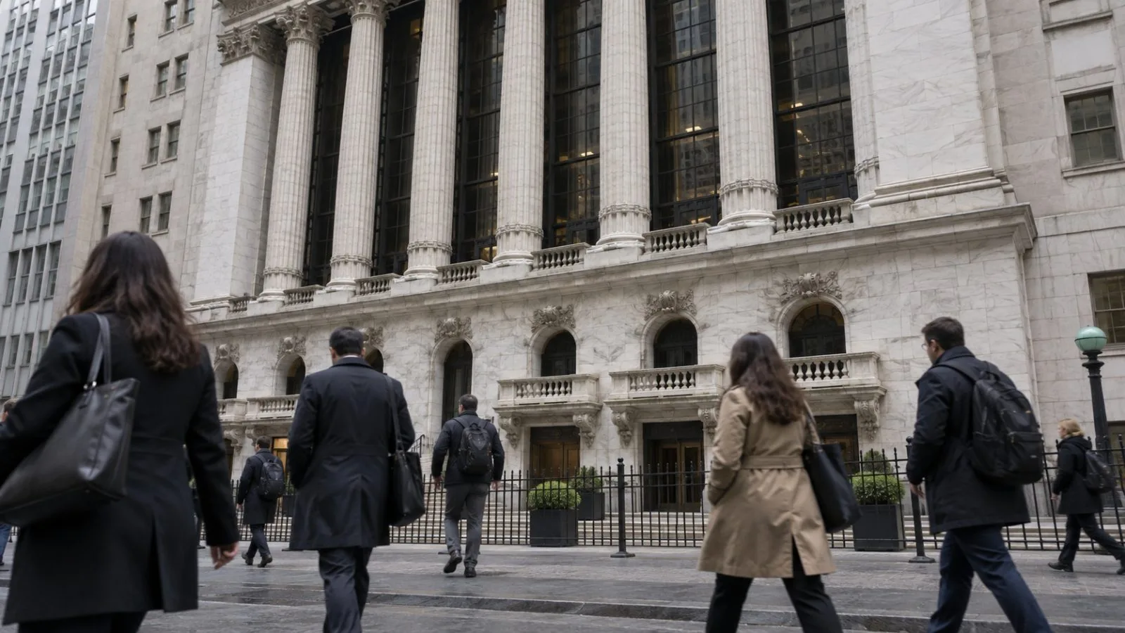 Pedestrians pass the New York Stock Exchange on Wall Street in New York. (AI-generated image / EconoTimes)