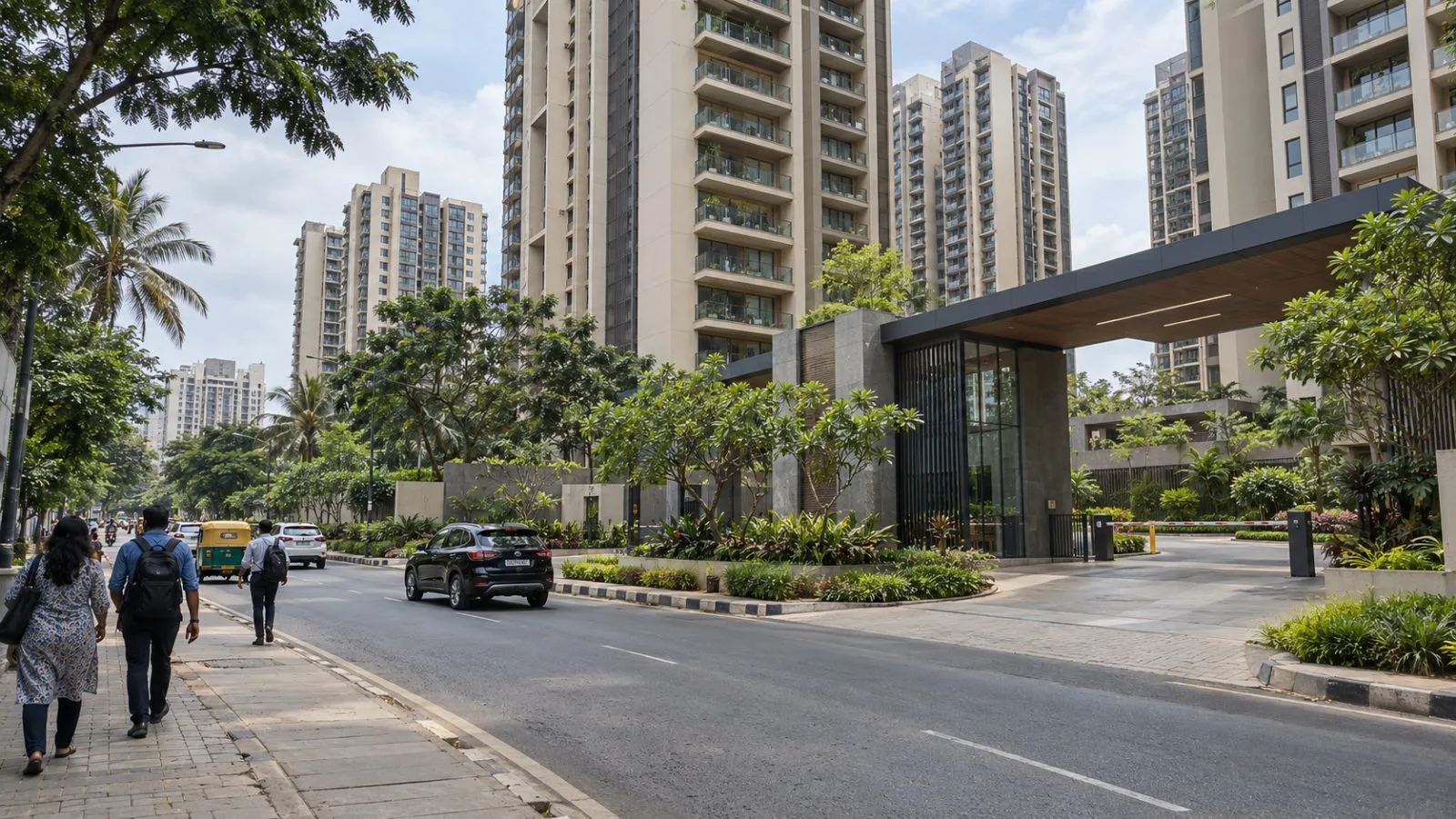 Apartment towers stand at a Sobha residential development in Bengaluru, India. (AI-generated image / EconoTimes)