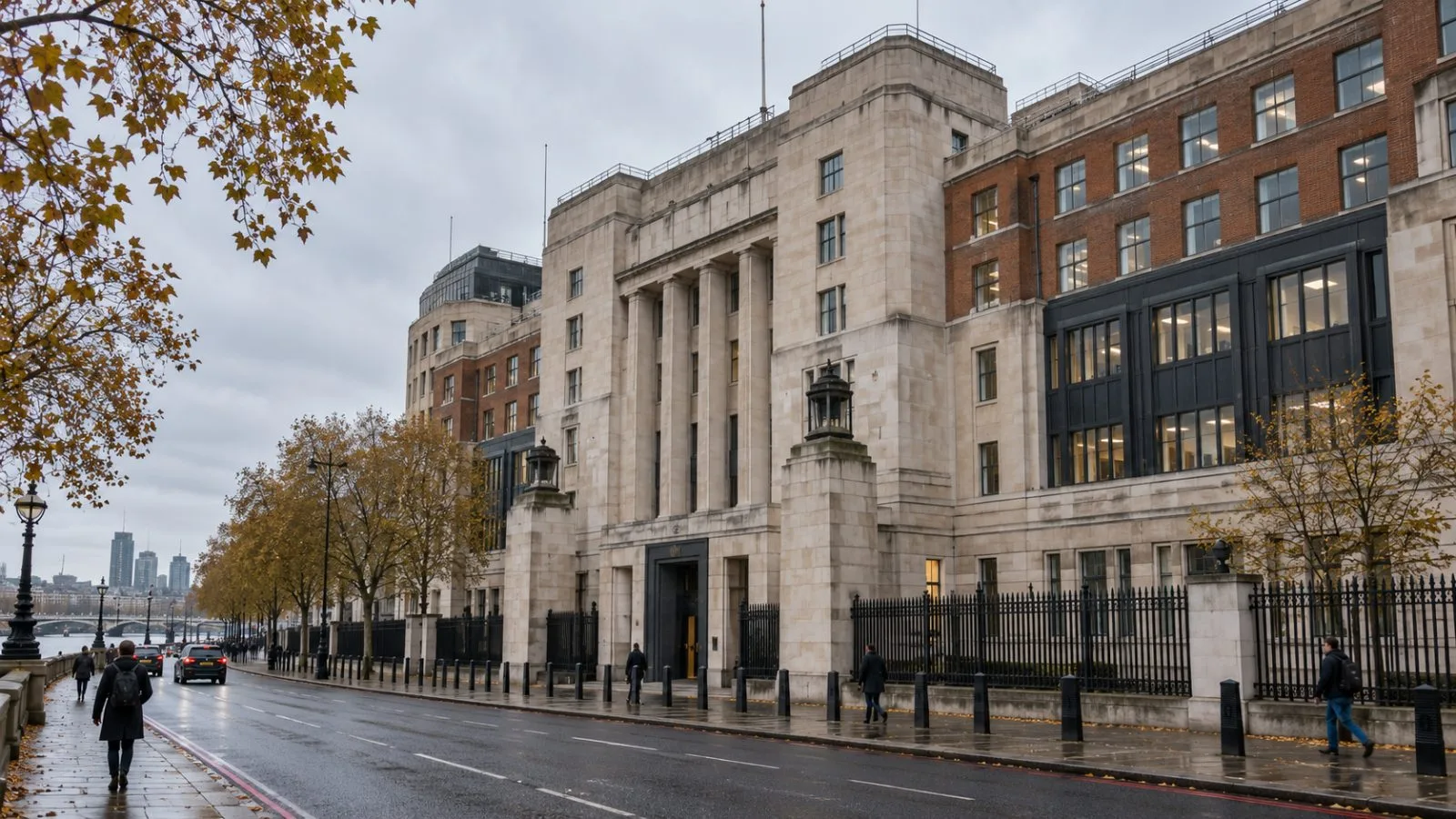 Pedestrians pass Thames House, MI5’s headquarters, in central London. (AI-generated image / EconoTimes)