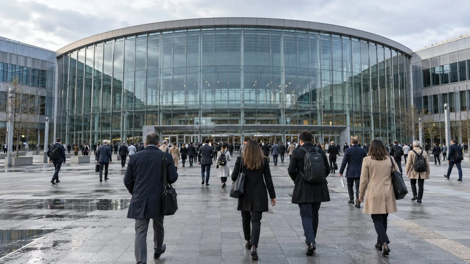 Delegates enter Messe Berlin during an oncology congress in Berlin. (AI-generated image / EconoTimes)