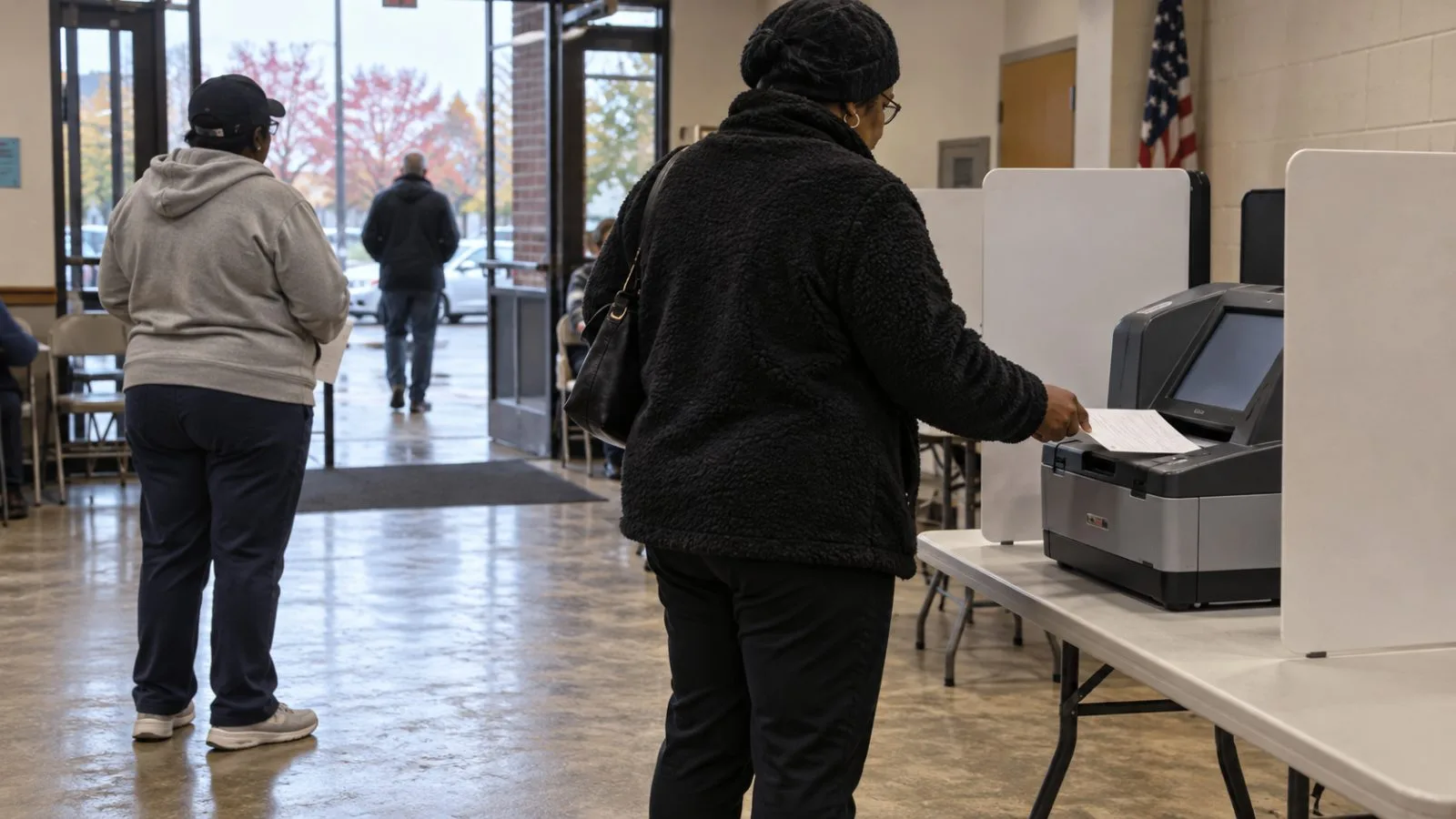 A voter casts a ballot at a polling station in Atlanta, Georgia. (AI-generated image / EconoTimes)