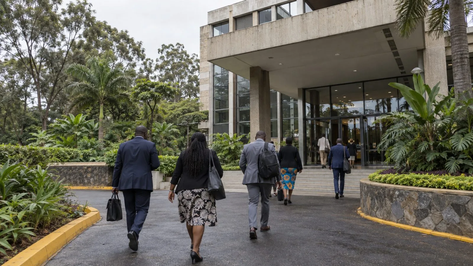Staff enter the United Nations Environment Programme headquarters in Nairobi. (AI-generated image / EconoTimes)