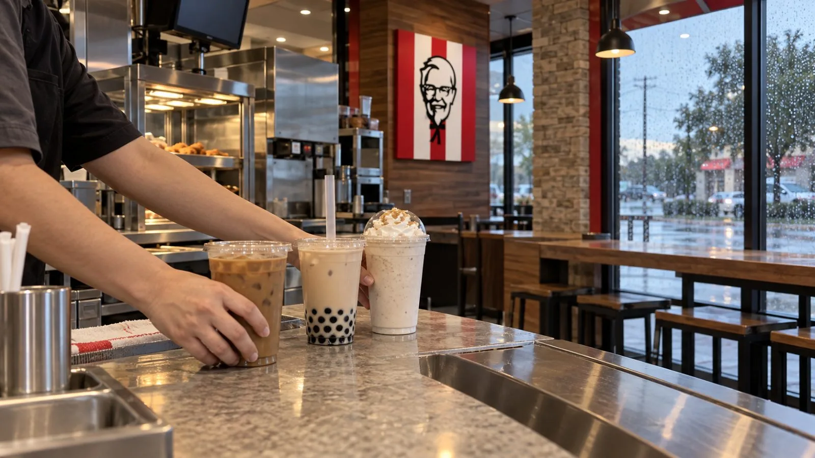 Drinks sit on a tasting counter at an innovation restaurant in McKinney, Texas / EconoTimes.ai