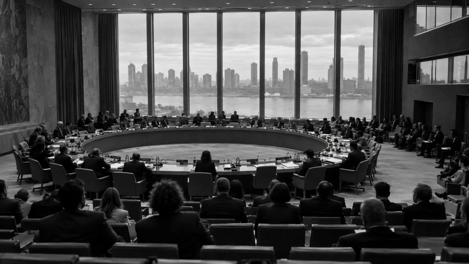 Delegates gather in the U.N. Security Council chamber at United Nations headquarters in New York. (AI-generated image / EconoTimes)