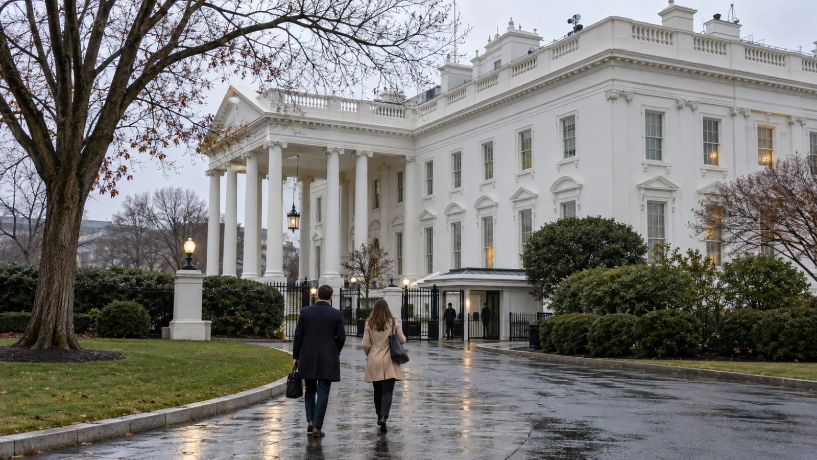 Aides walk toward the White House grounds in Washington, D.C. (AI-generated image / EconoTimes)
