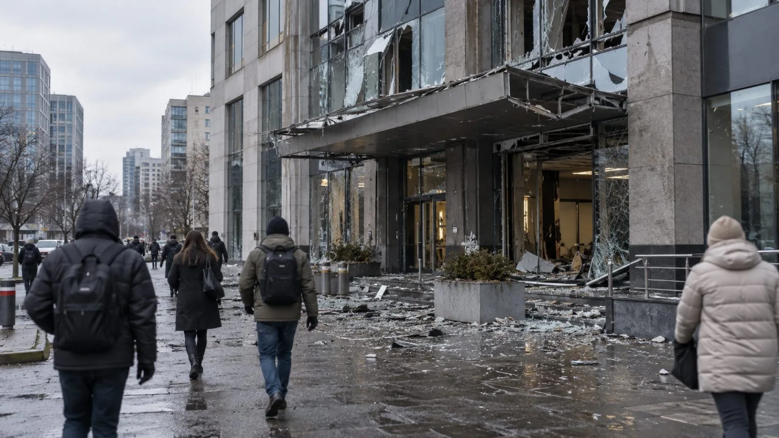 The Inkom business center stands along a street in Kyiv, Ukraine. (AI-generated image / EconoTimes)