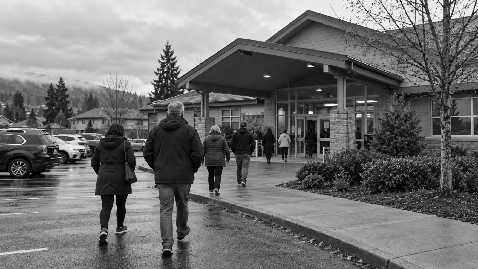 Voters approach a polling station in Abbotsford South, British Columbia. (AI-generated image / EconoTimes)