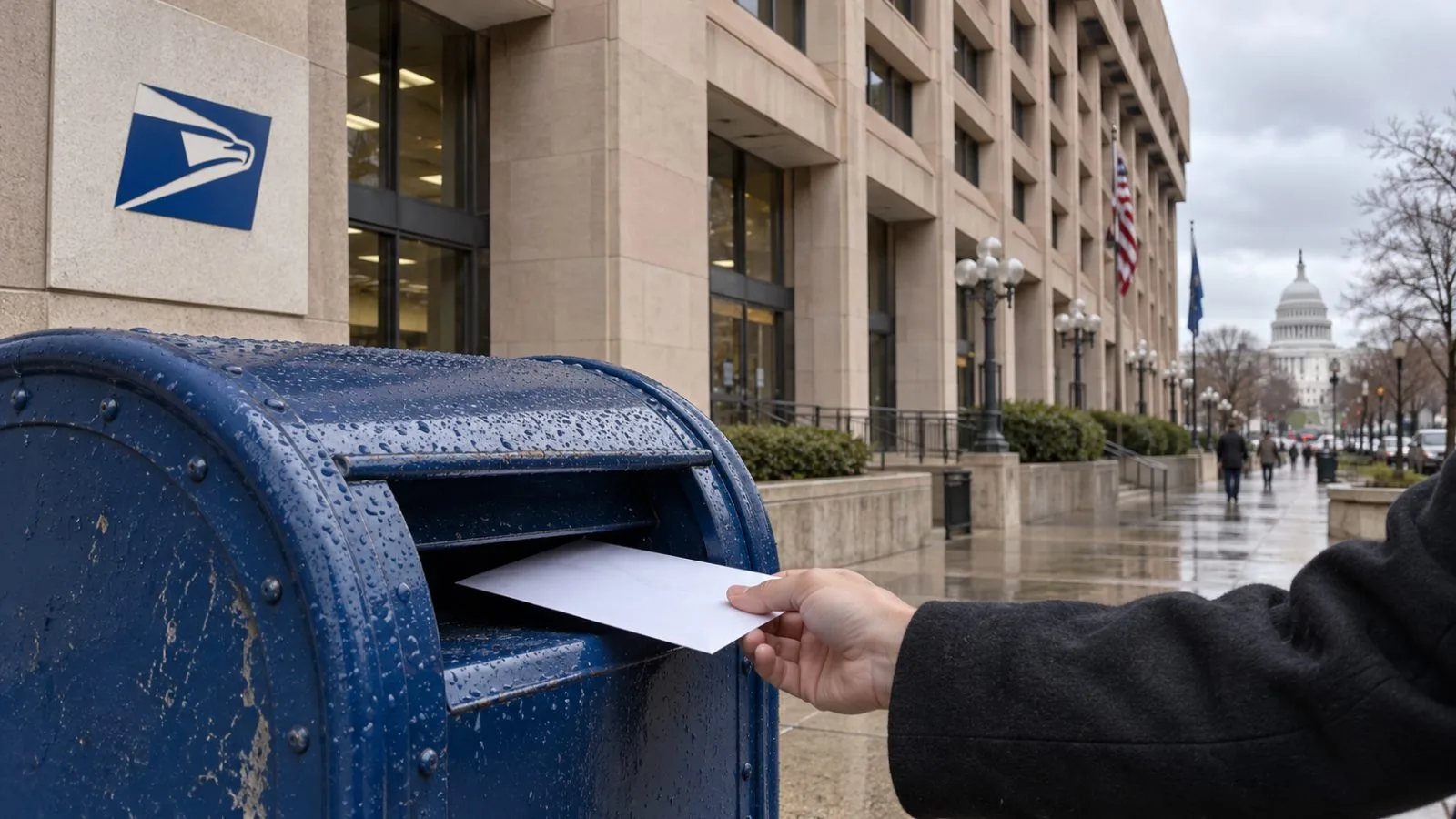 A voter posts a sealed envelope at a neighborhood post office in Washington, D.C. / EconoTimes.ai