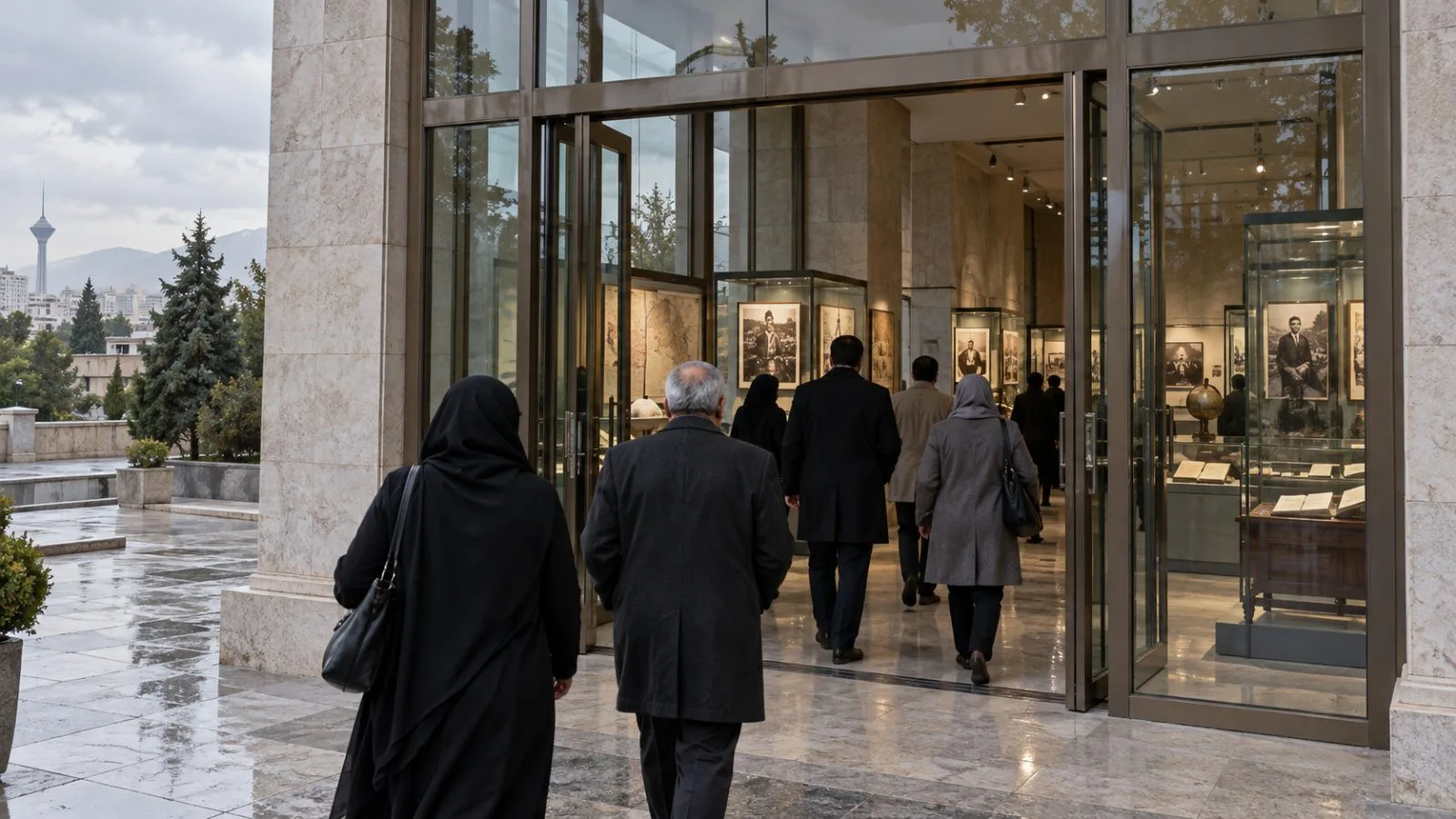 Visitors enter a newly opened political archive in Tehran, Iran. (AI-generated image / EconoTimes)