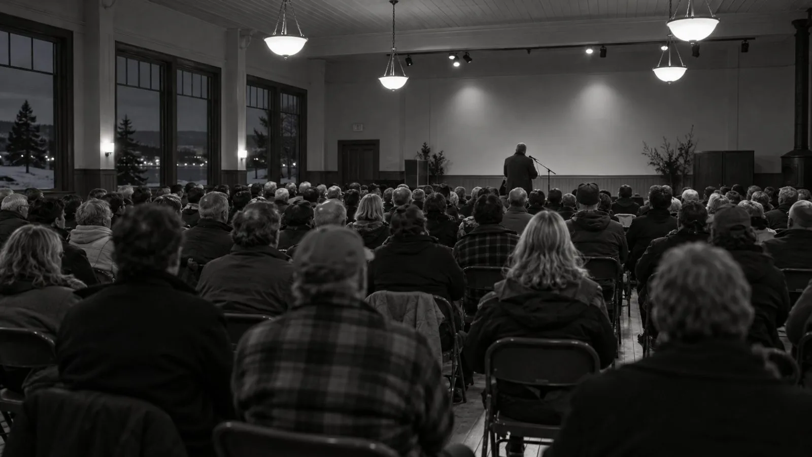 Supporters gather for an evening campaign rally in Marquette, Michigan. (AI-generated image / EconoTimes)
