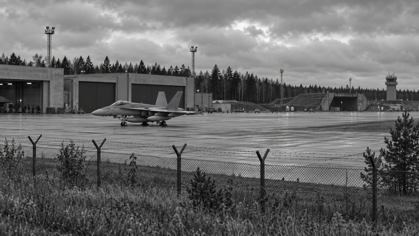 A fighter jet sits on the apron at Ämari Air Base near Tallinn, Estonia. (AI-generated image / EconoTimes)