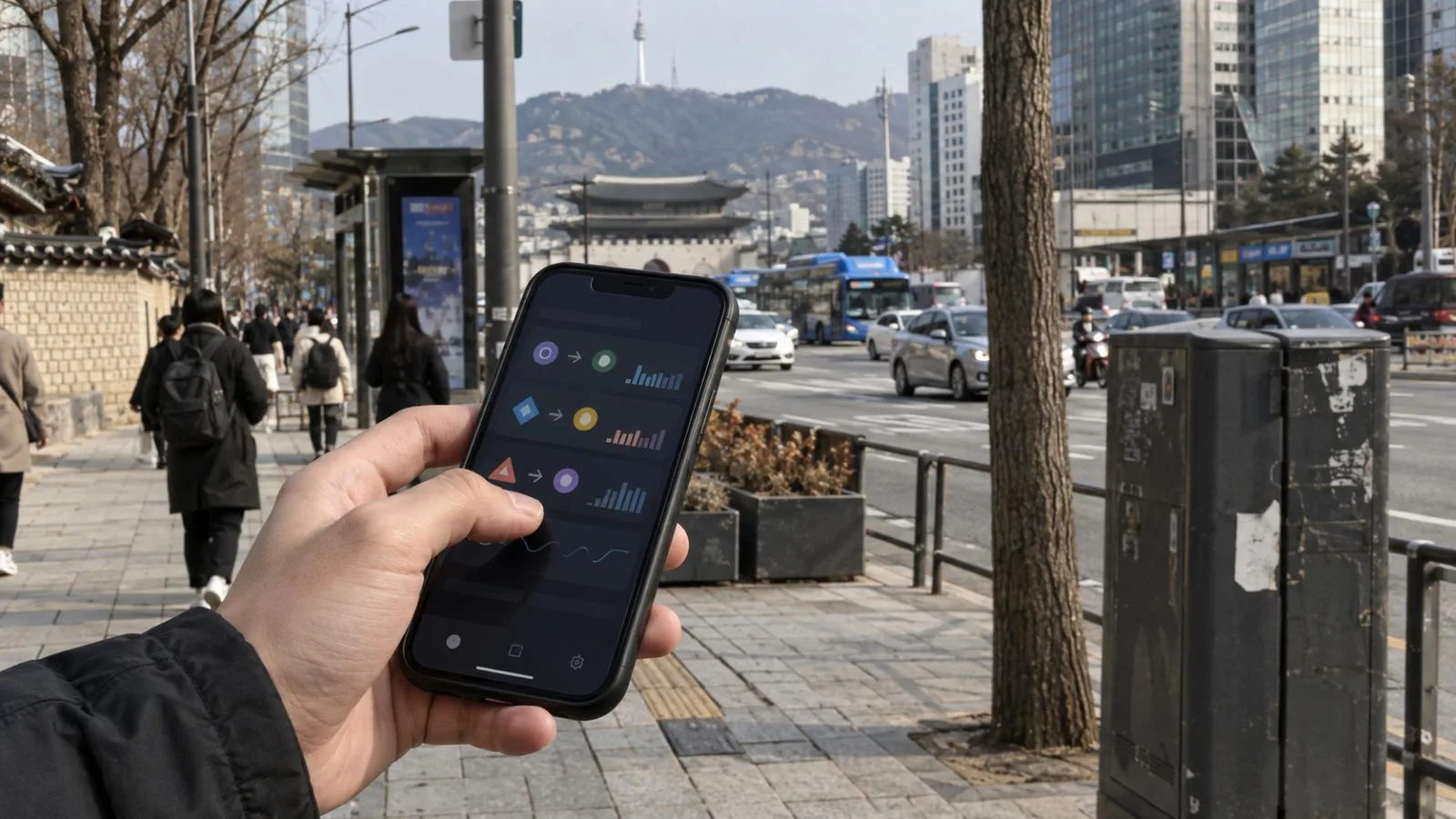 A passerby checks a smartphone near South Park in San Francisco on an overcast afternoon. / EconoTimes.ai