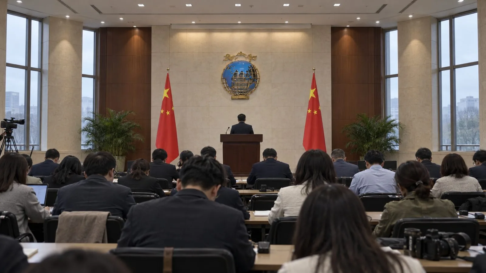 Reporters attend a Foreign Ministry briefing in Beijing, China. / EconoTimes.ai