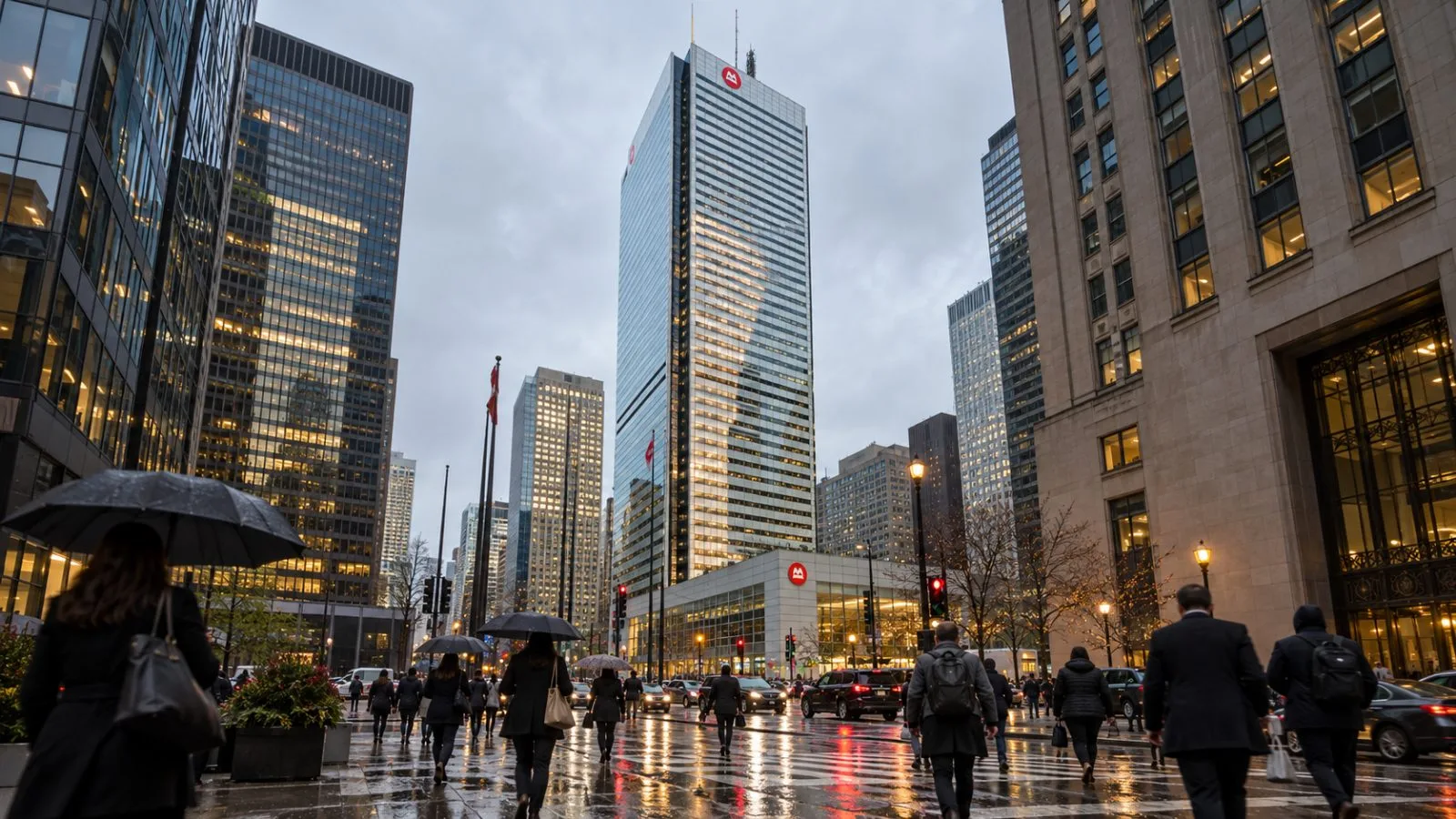 Commuters pass a glass office tower in downtown Chicago on a cloudy afternoon. / EconoTimes.ai