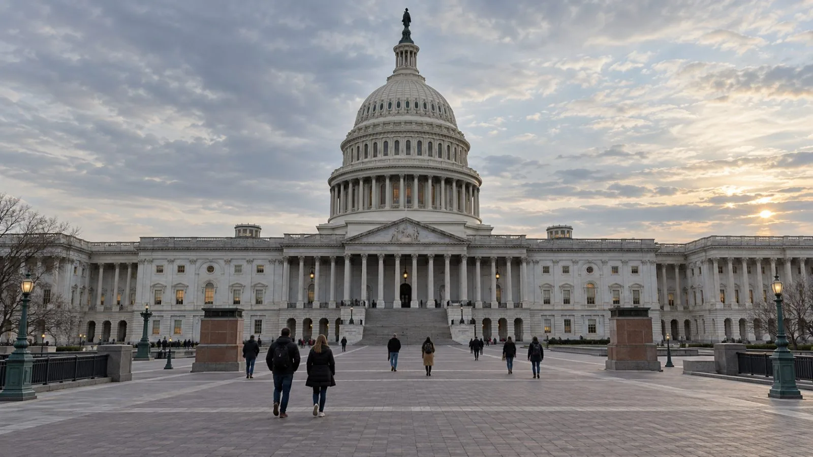 Visitors cross the east plaza outside the U.S. Capitol in Washington, D.C. (AI-generated image / EconoTimes)