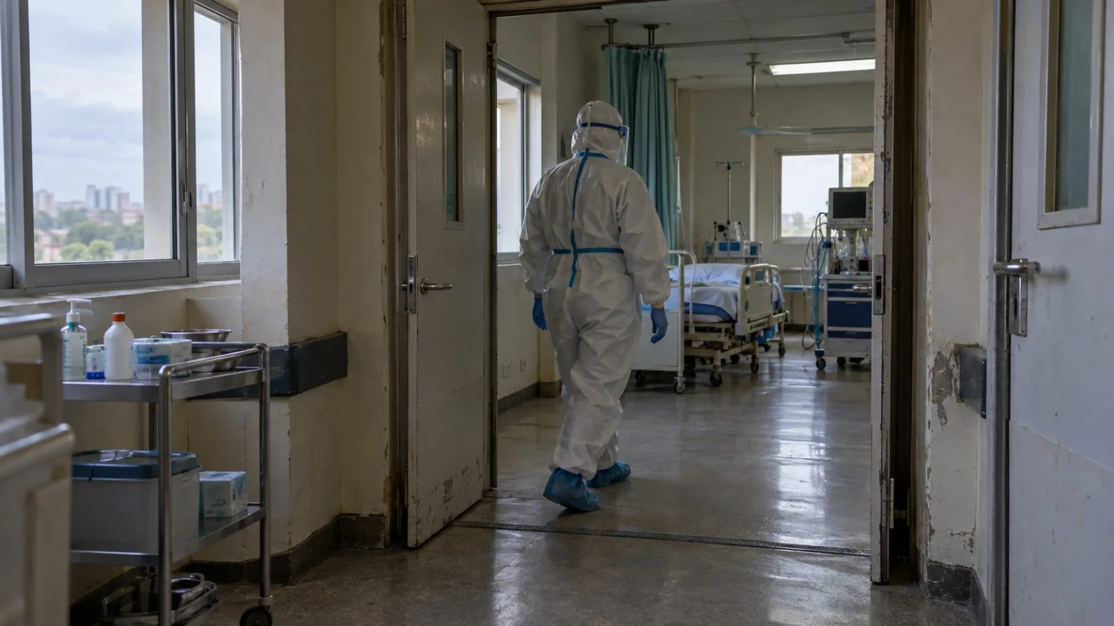 A health worker enters an isolation ward at a hospital in Abuja, Nigeria (AI-generated image / EconoTimes)