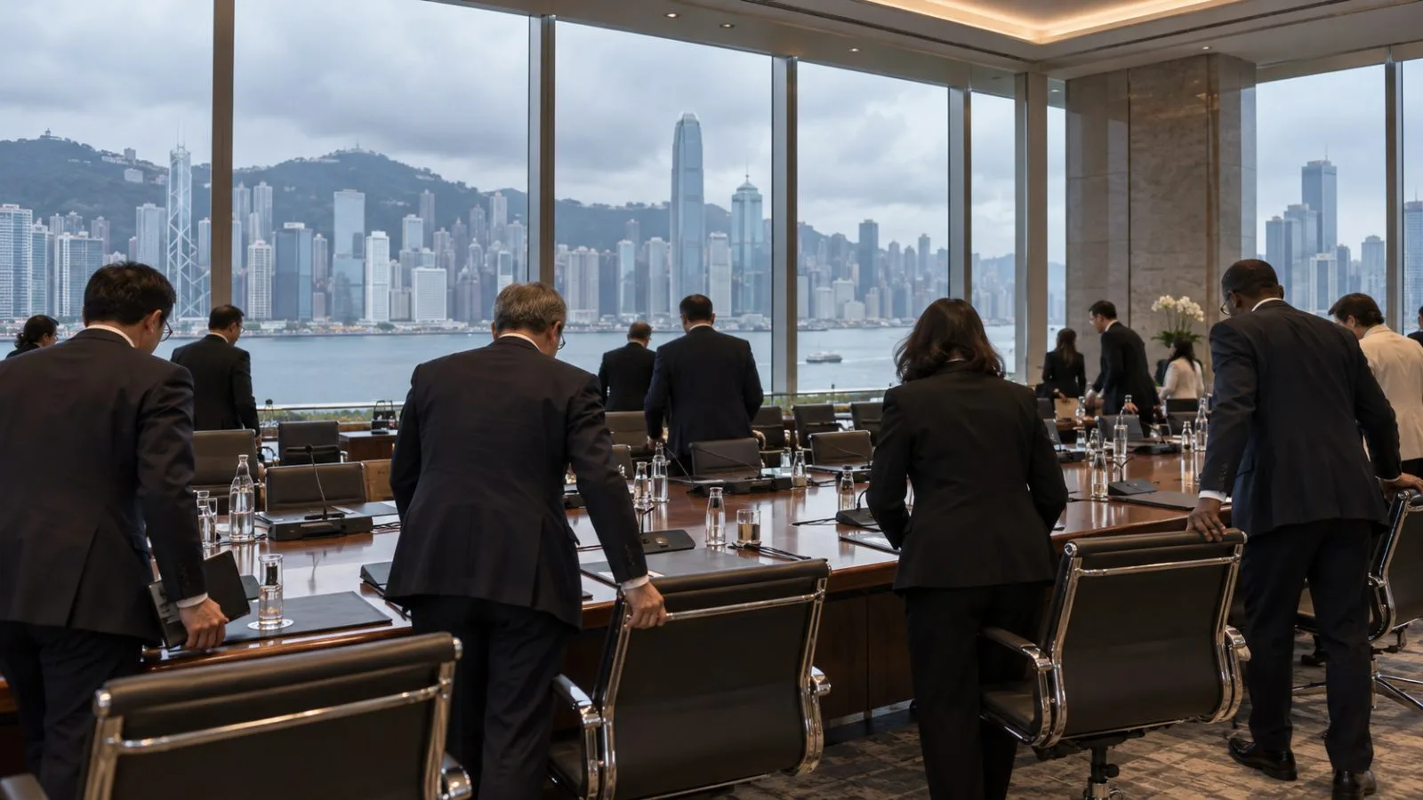 Delegates take their seats at a finance ministers’ meeting in Hong Kong. (AI-generated image / EconoTimes)
