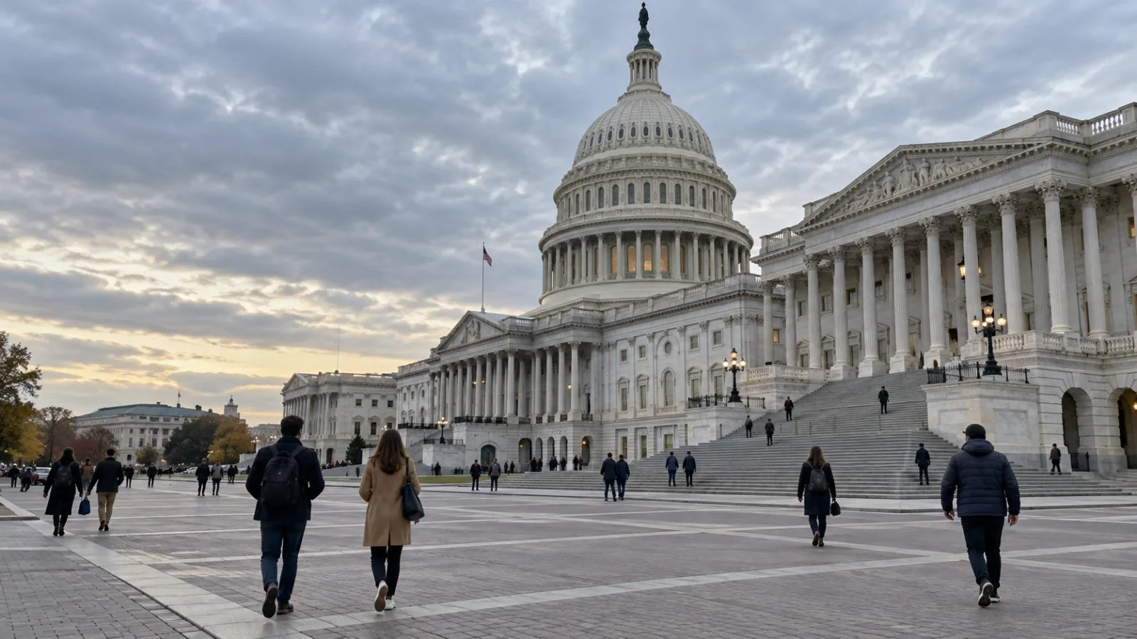 Visitors cross the Capitol grounds in Washington, D.C., beneath the building’s pale stone facade. (AI-generated image / EconoTimes)